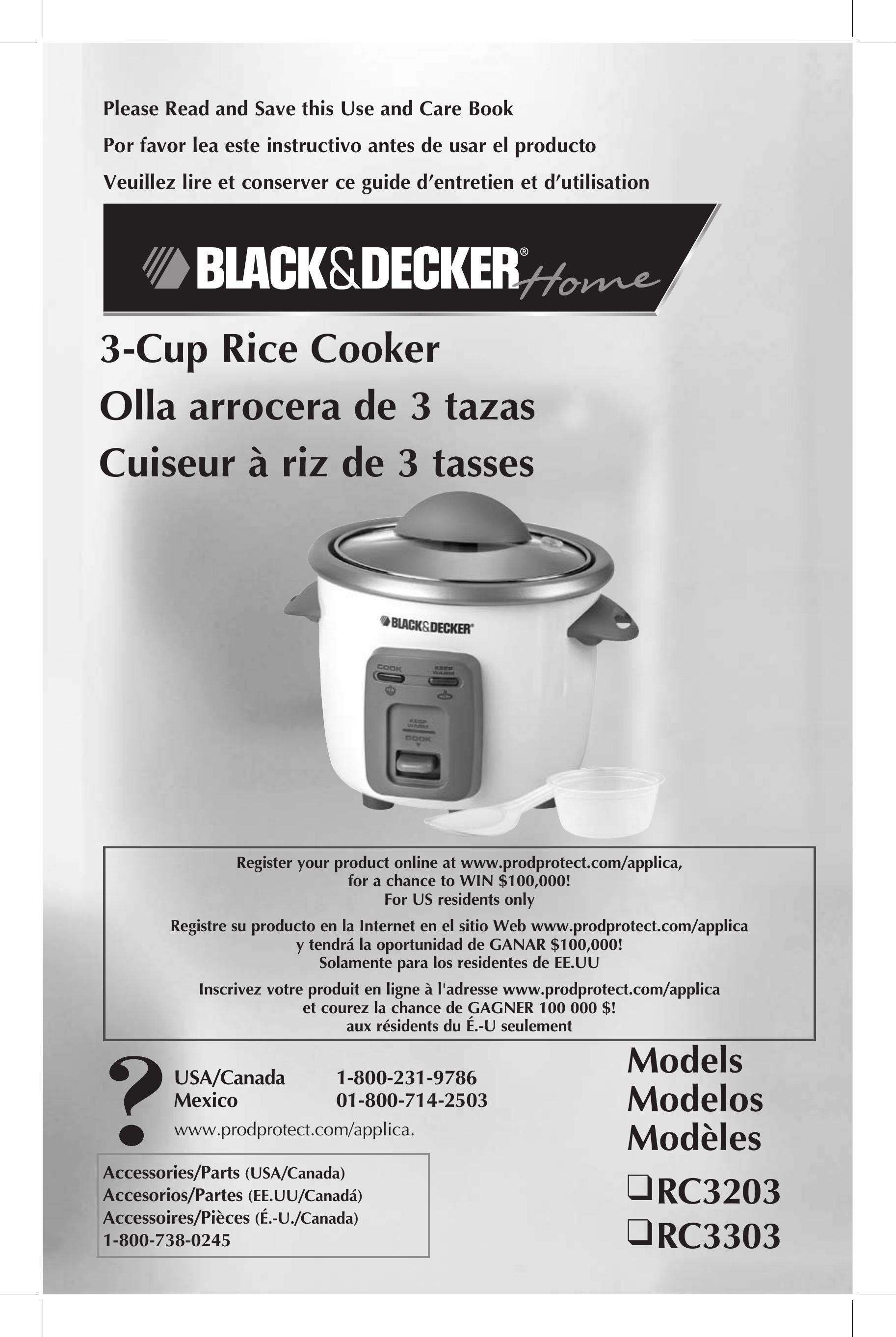 Black & Decker RC3203 Rice Cooker User Manual