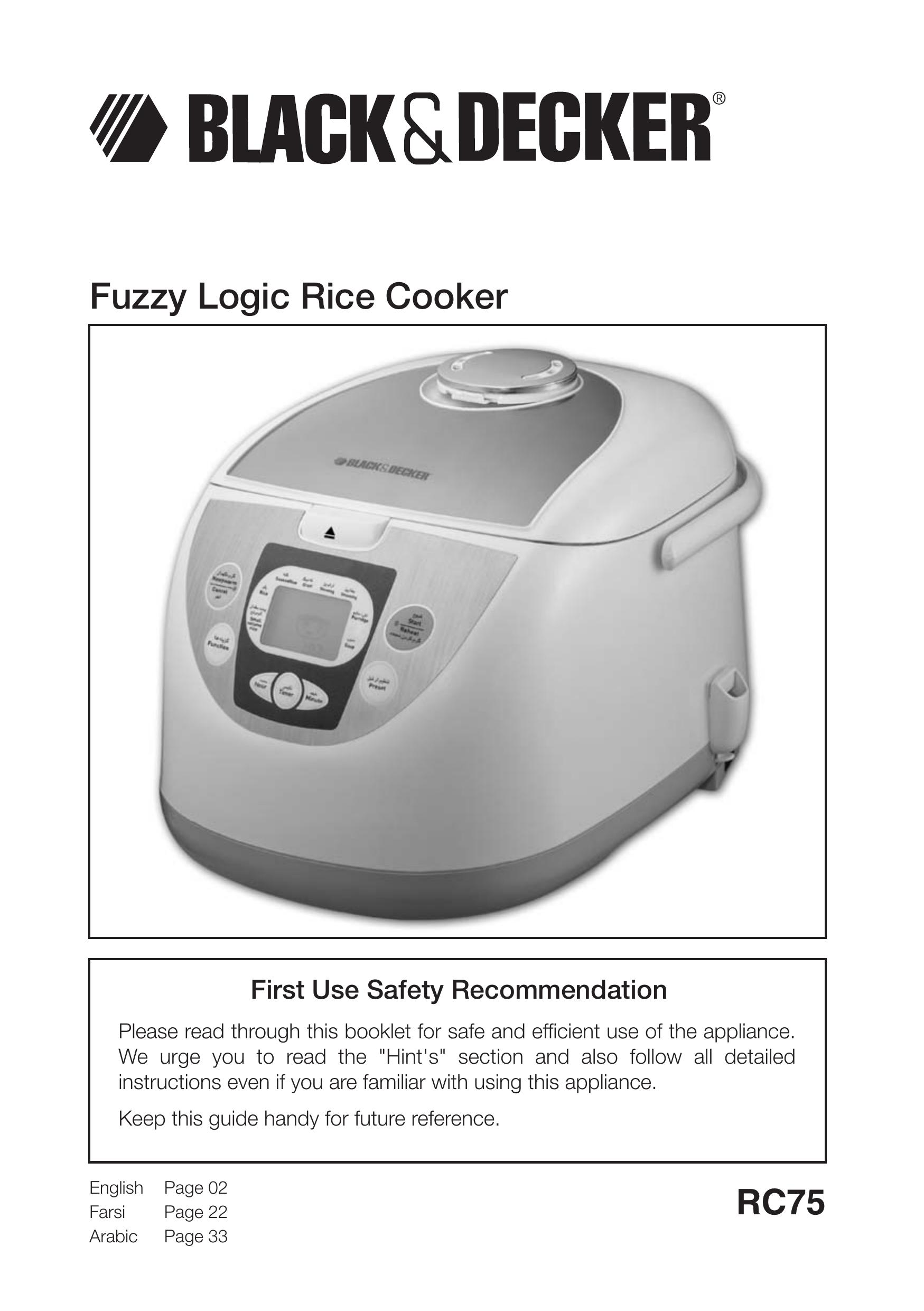 Black & Decker RC75 Rice Cooker User Manual
