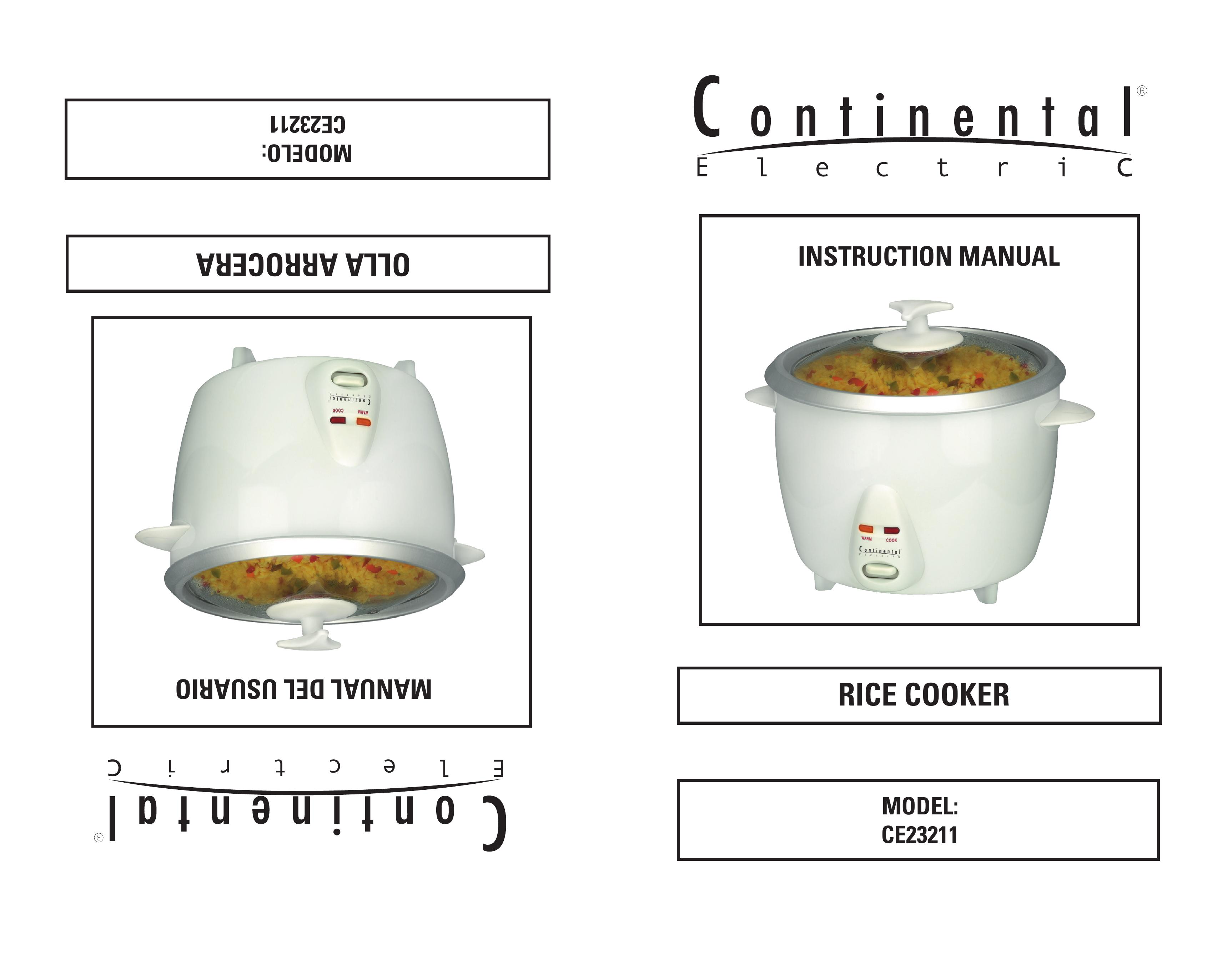 Continental Electric CE23211 Rice Cooker User Manual