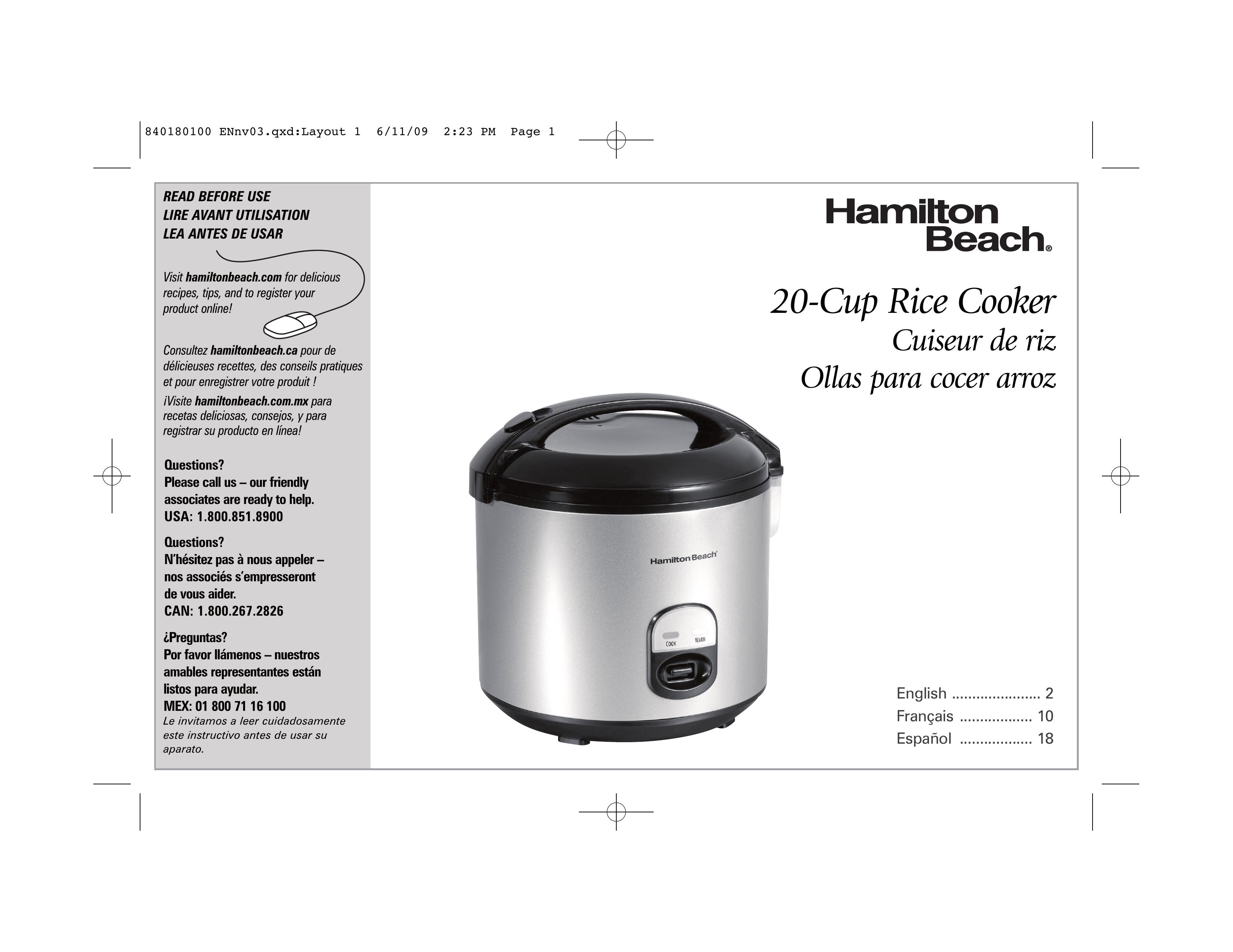 Hamilton Beach 37535 Rice Cooker User Manual