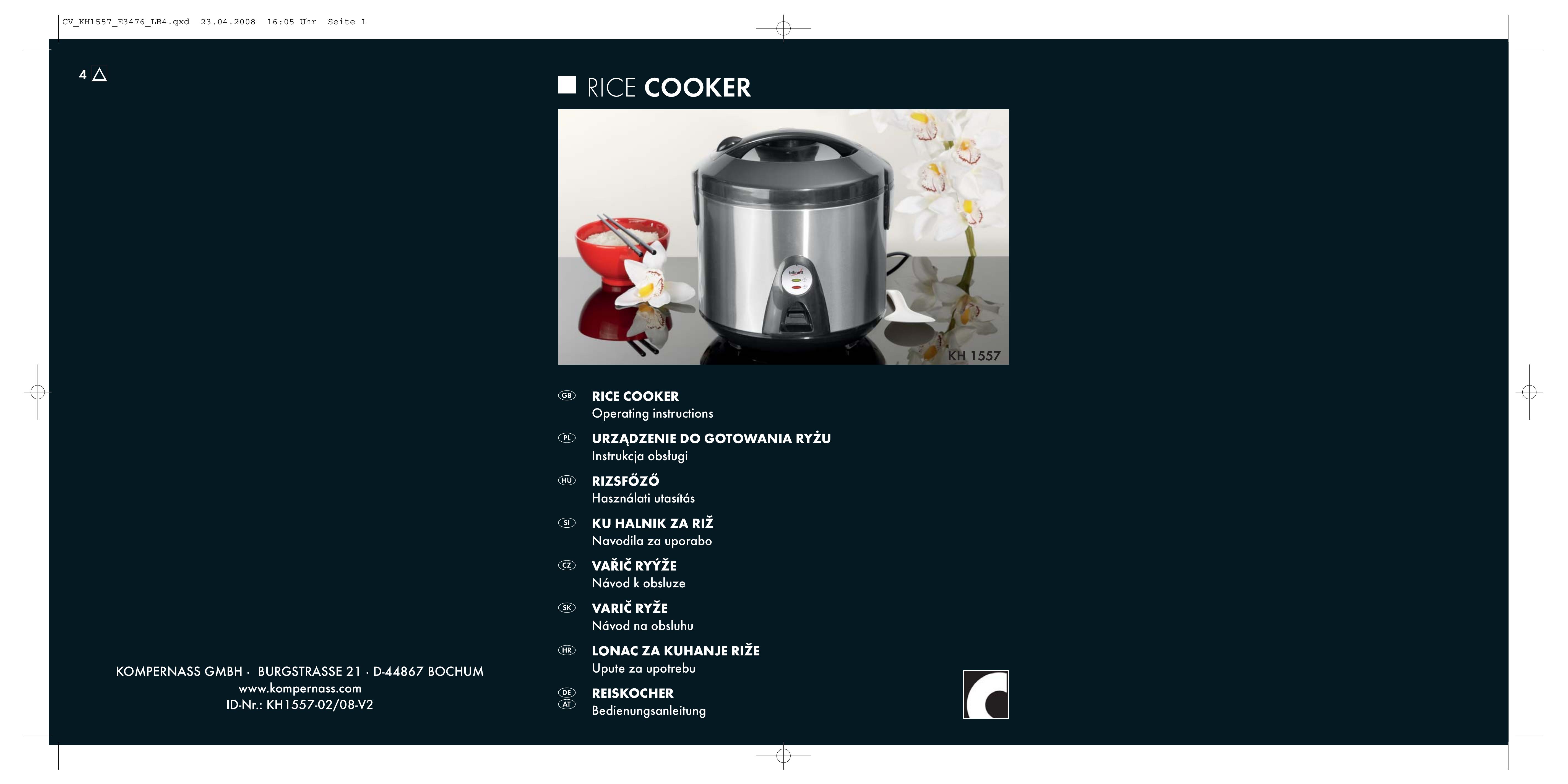 Kompernass KH 1557 Rice Cooker User Manual