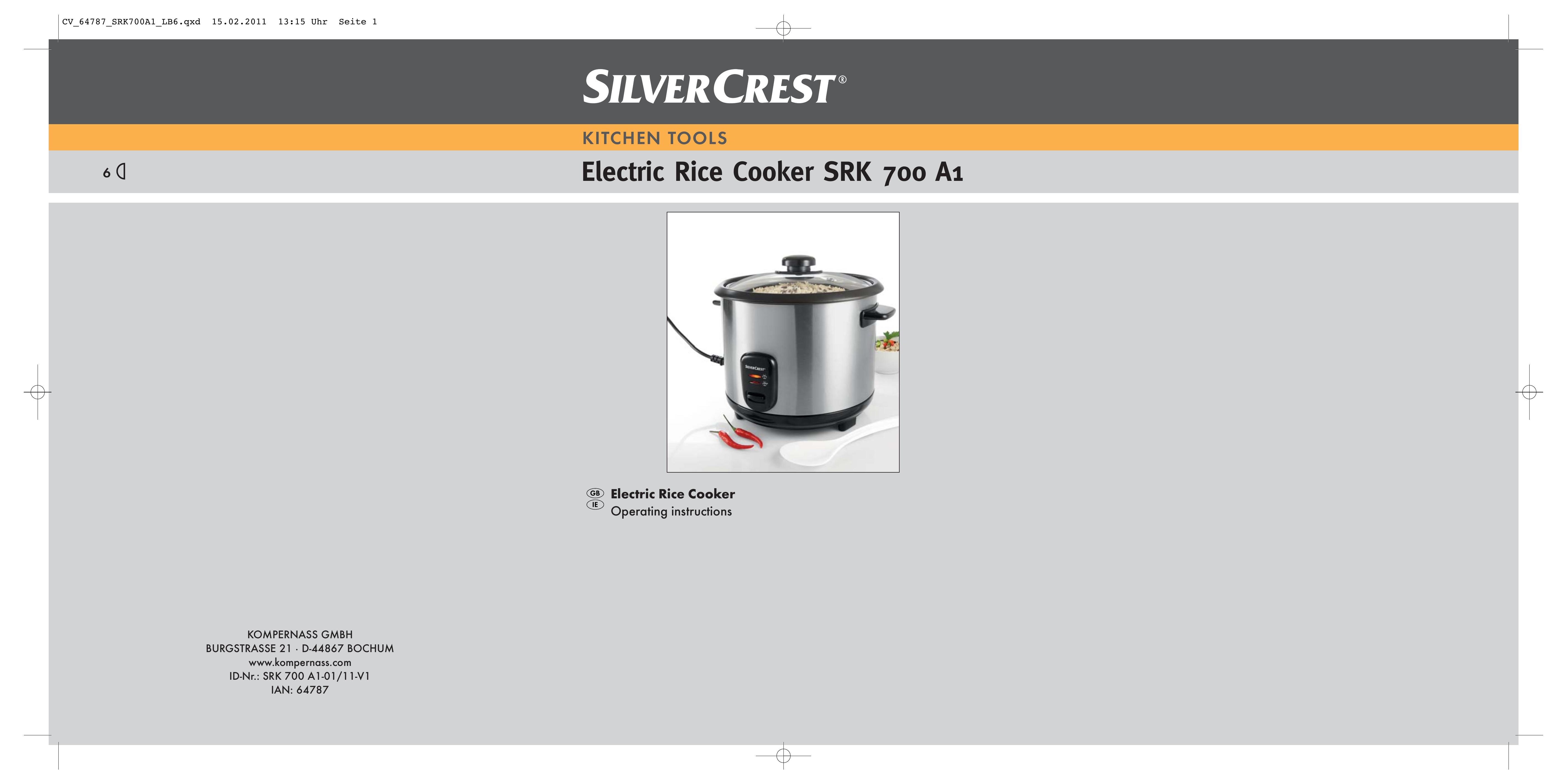 Kompernass SRK 700 A16 Rice Cooker User Manual
