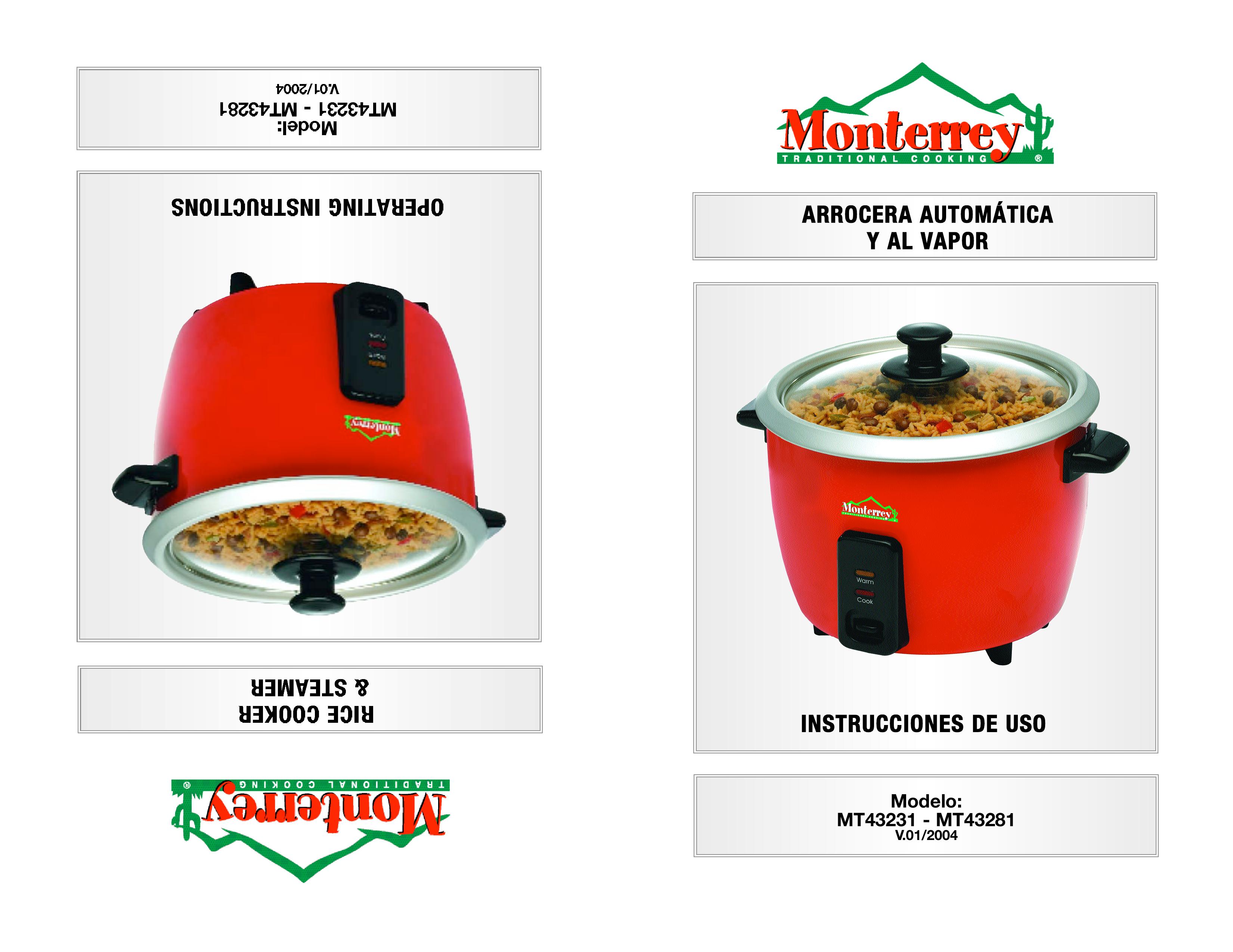 Monterrey MT43231 Rice Cooker User Manual