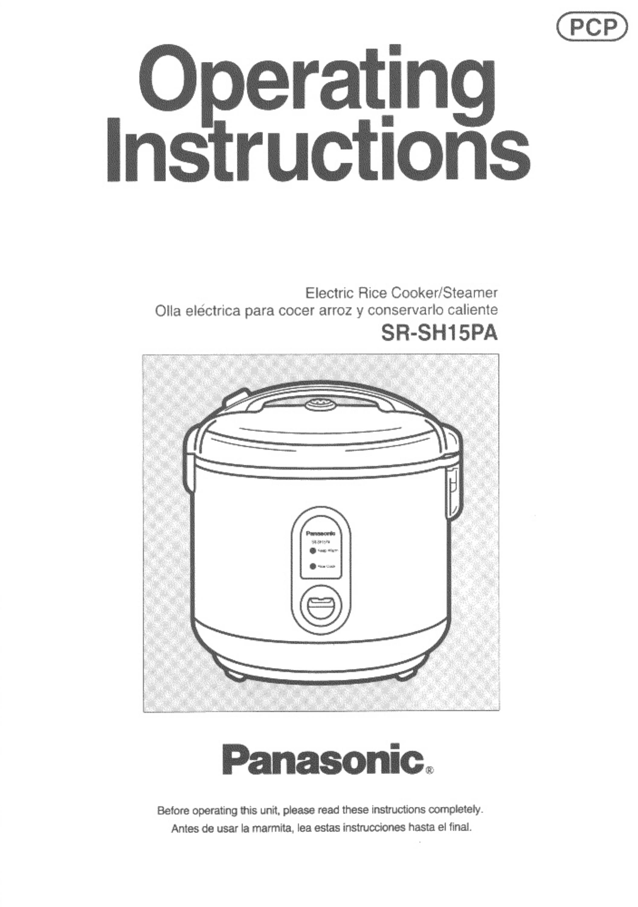 Panasonic SR-SH15PA Rice Cooker User Manual