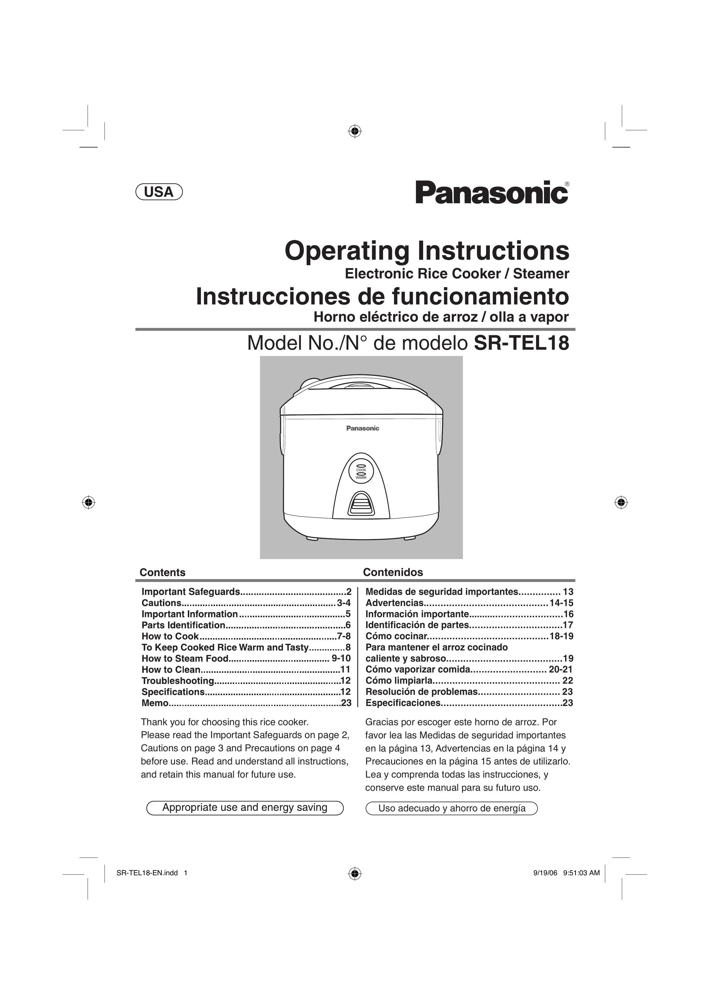 Panasonic SR-TEL18 Rice Cooker User Manual