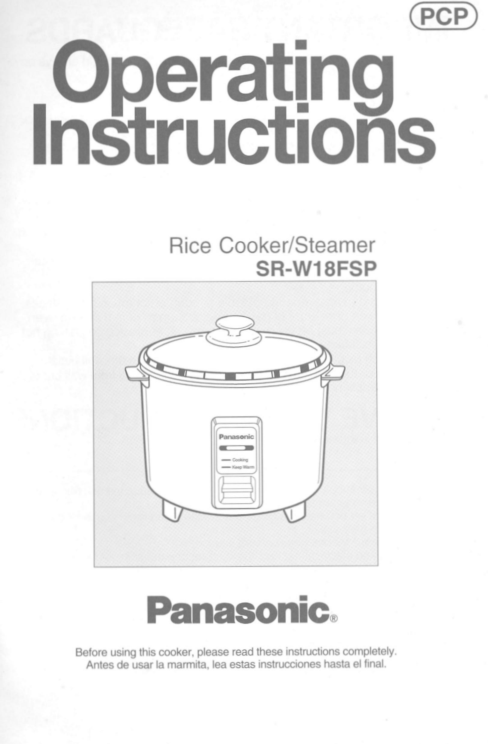 Panasonic SR-W18FSP Rice Cooker User Manual