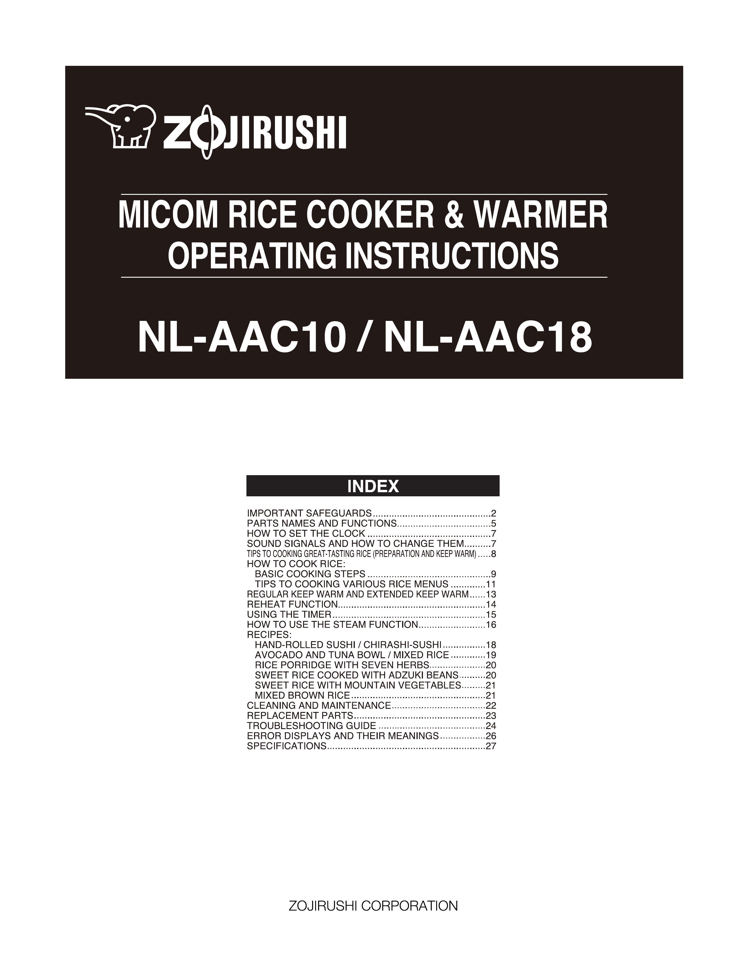 Zojirushi NL-AAC10 Rice Cooker User Manual