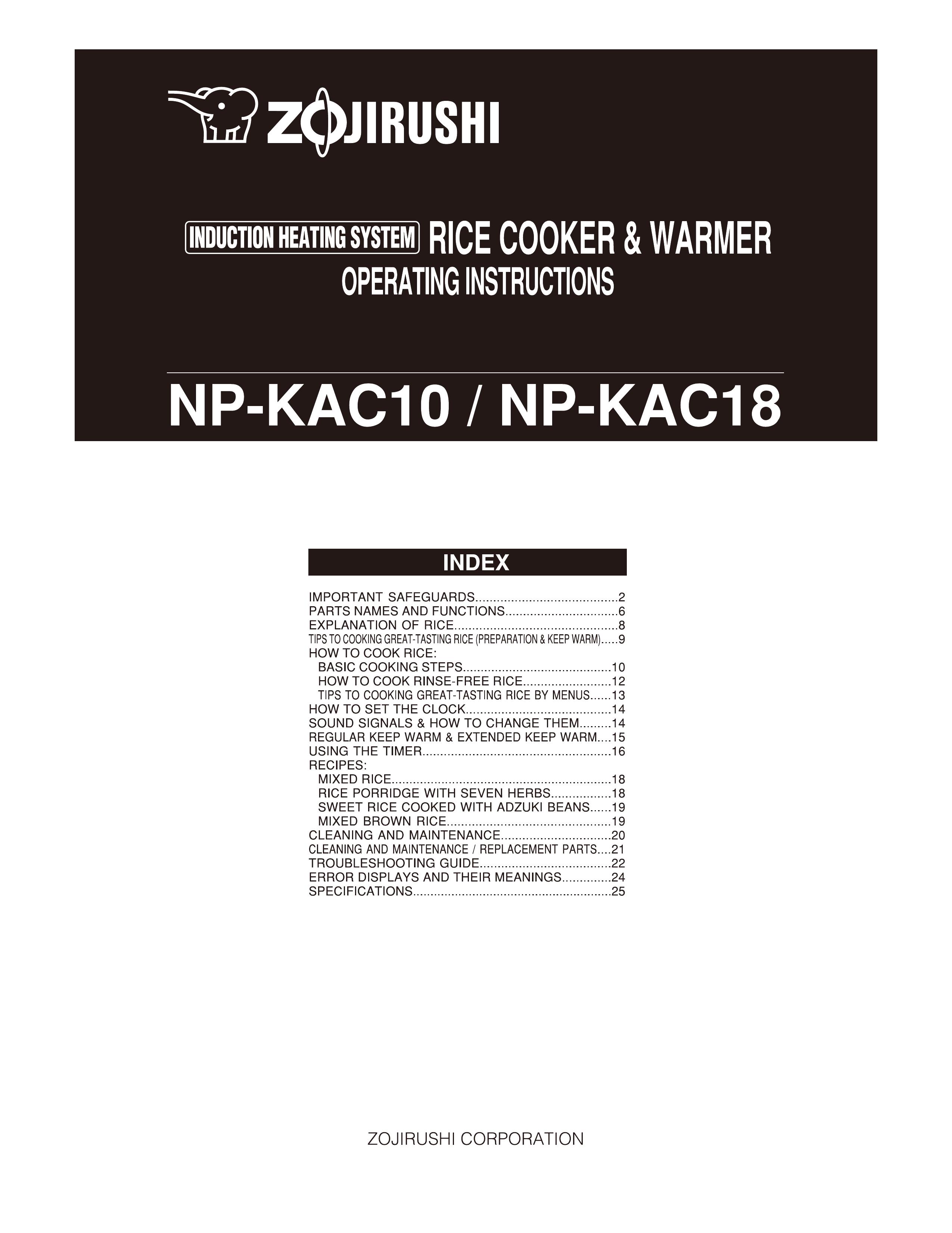 Zojirushi np-kac18 Rice Cooker User Manual
