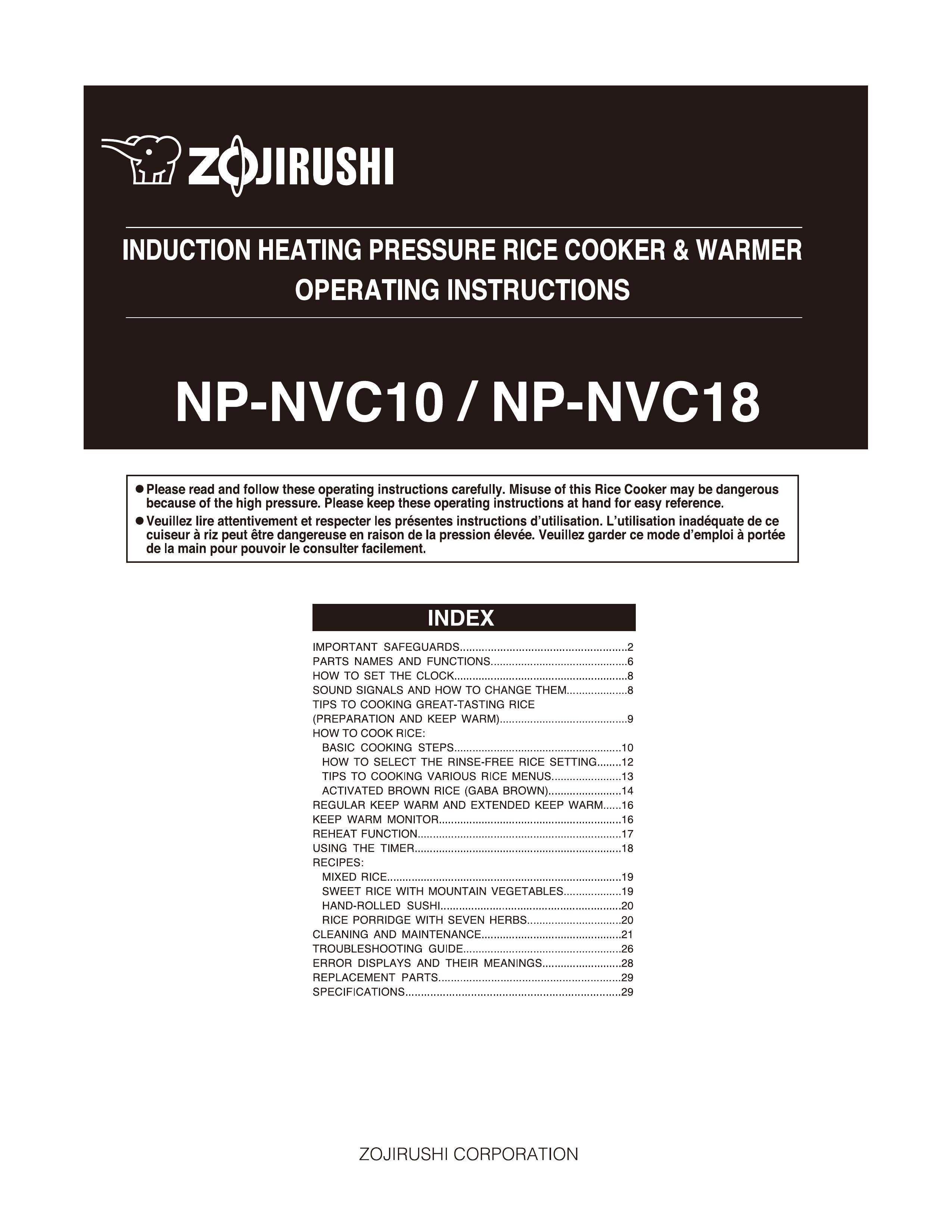 Zojirushi NP-NVC10 Rice Cooker User Manual