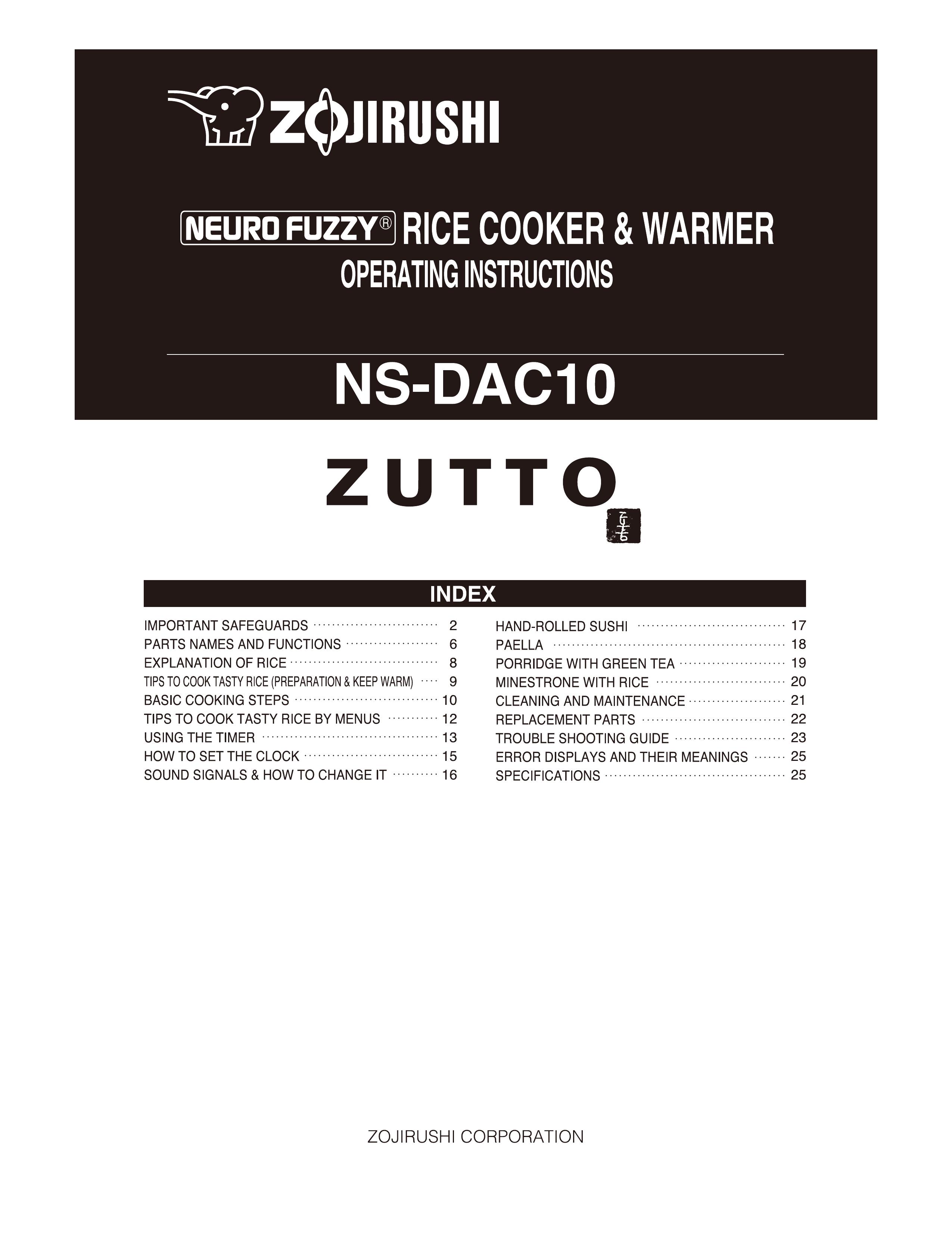 Zojirushi NS-DAC10 Rice Cooker User Manual