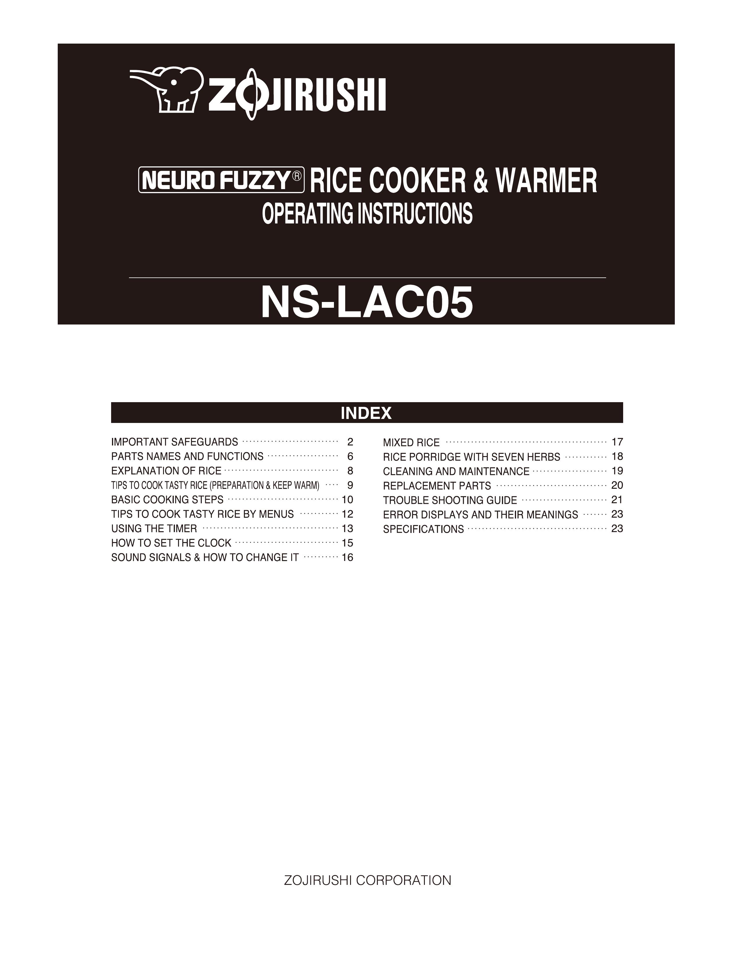 Zojirushi NS-LAC05 Rice Cooker User Manual