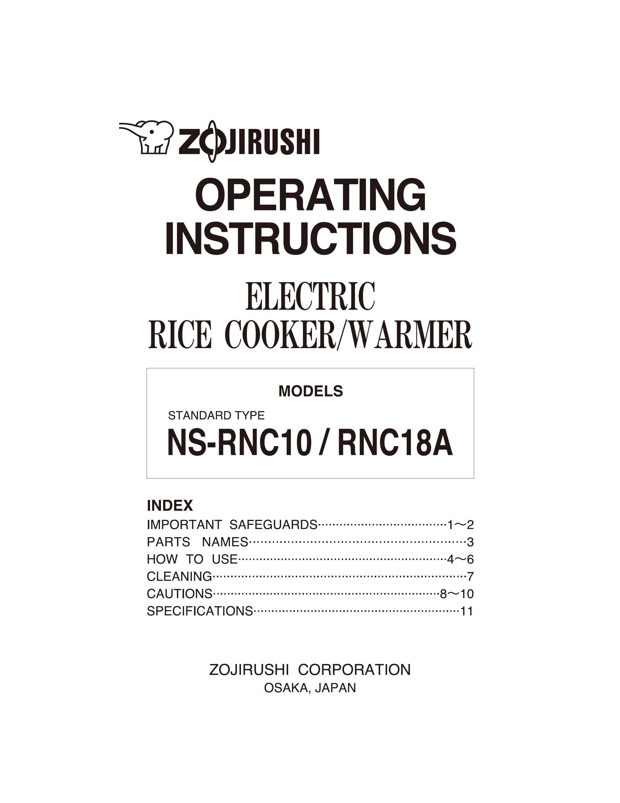 Zojirushi NS-RNC10 Rice Cooker User Manual
