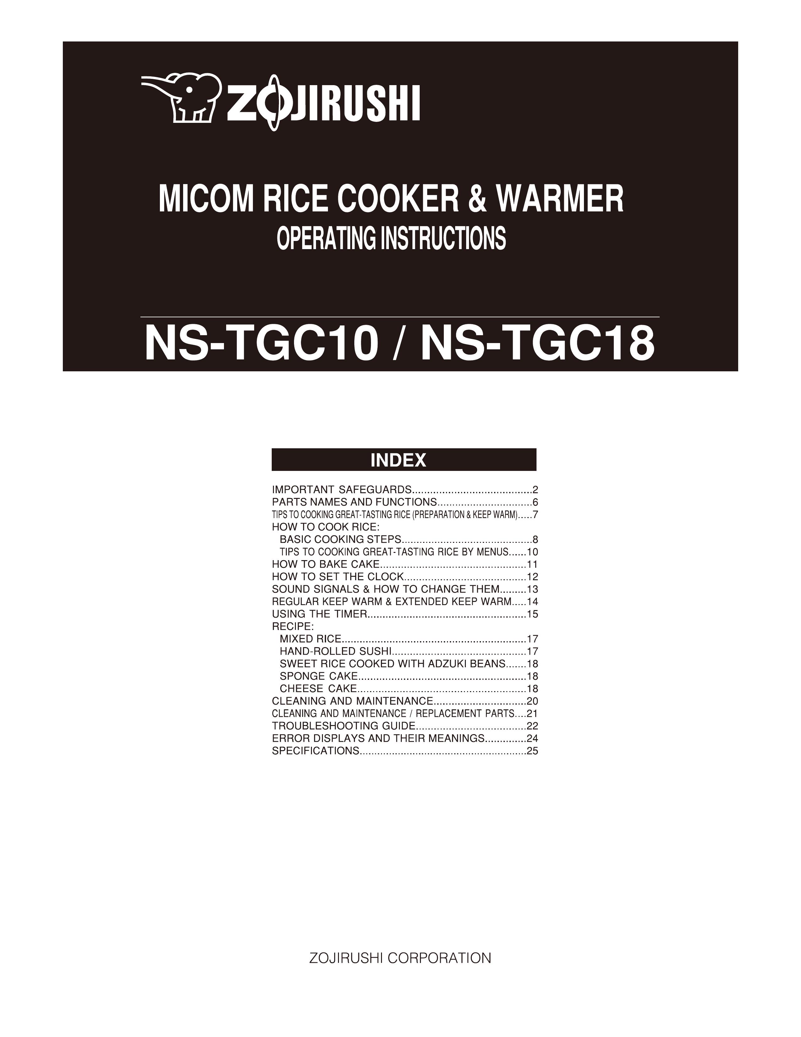 Zojirushi NS-TGC10 Rice Cooker User Manual