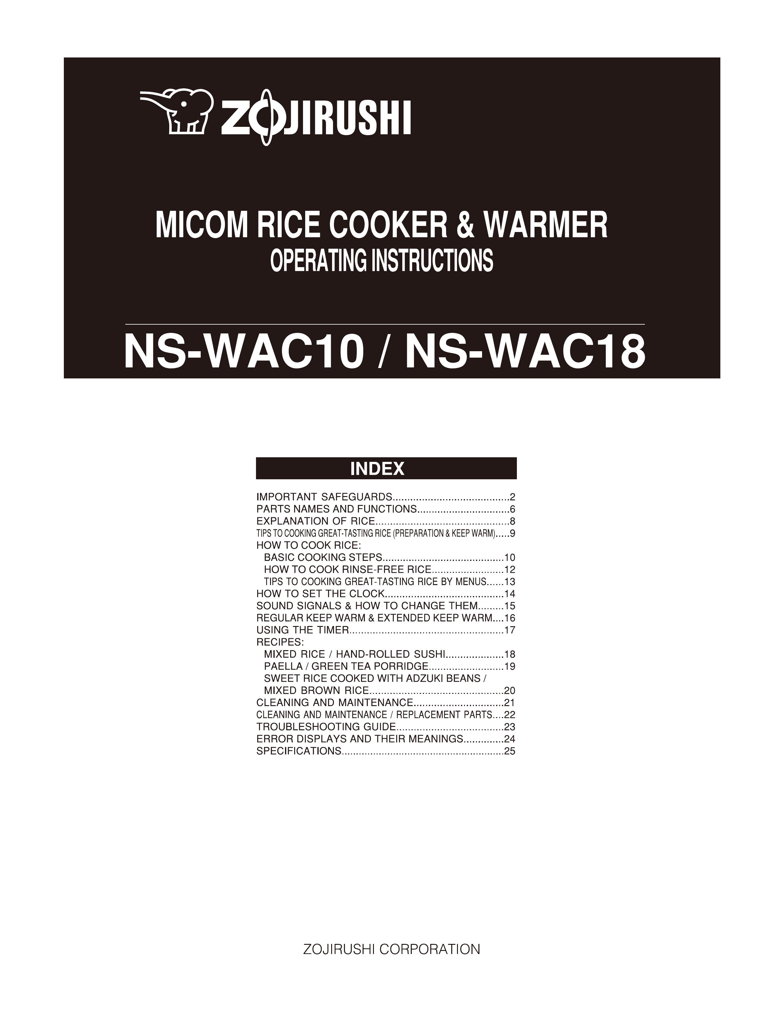 Zojirushi NS-WAC10 Rice Cooker User Manual