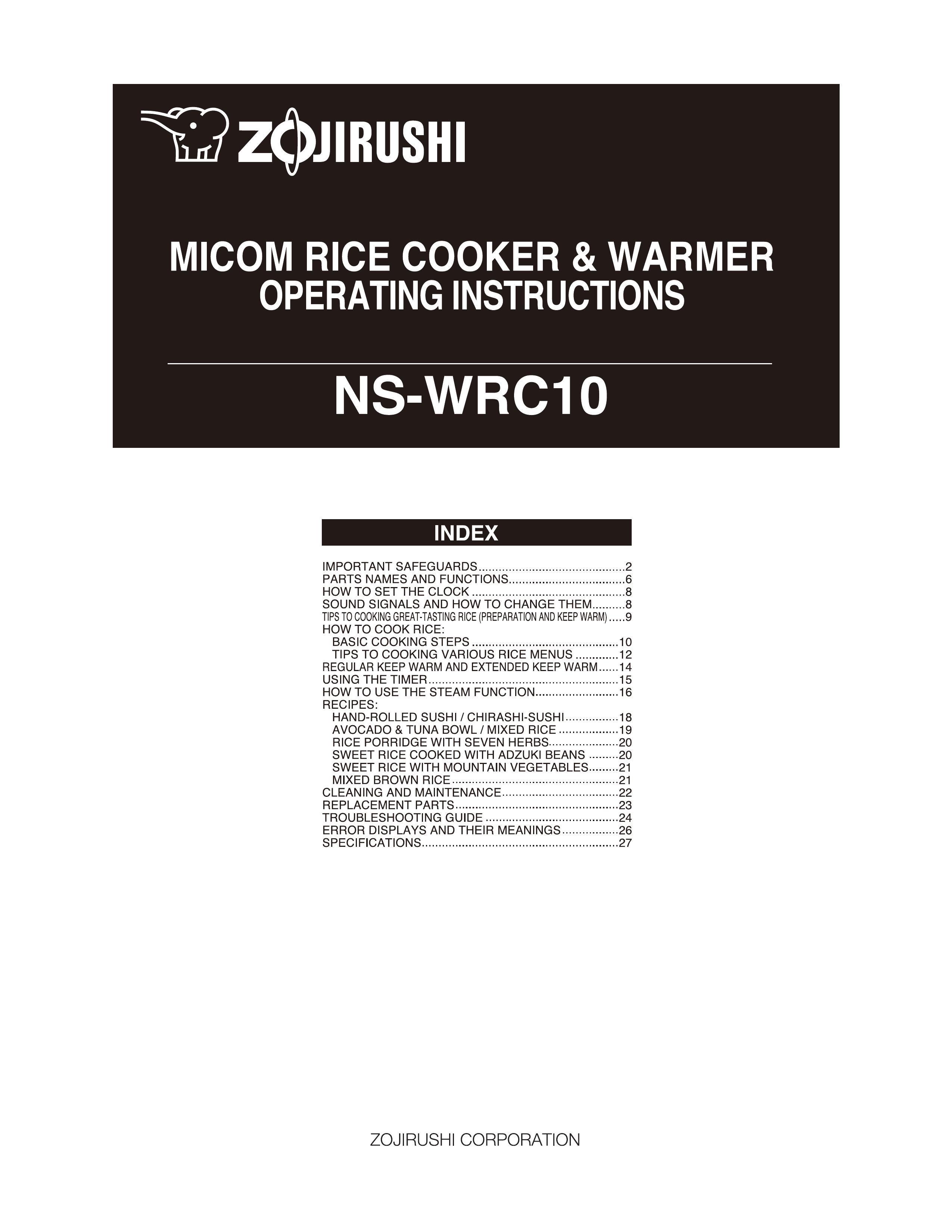Zojirushi NS-WRC10 Rice Cooker User Manual