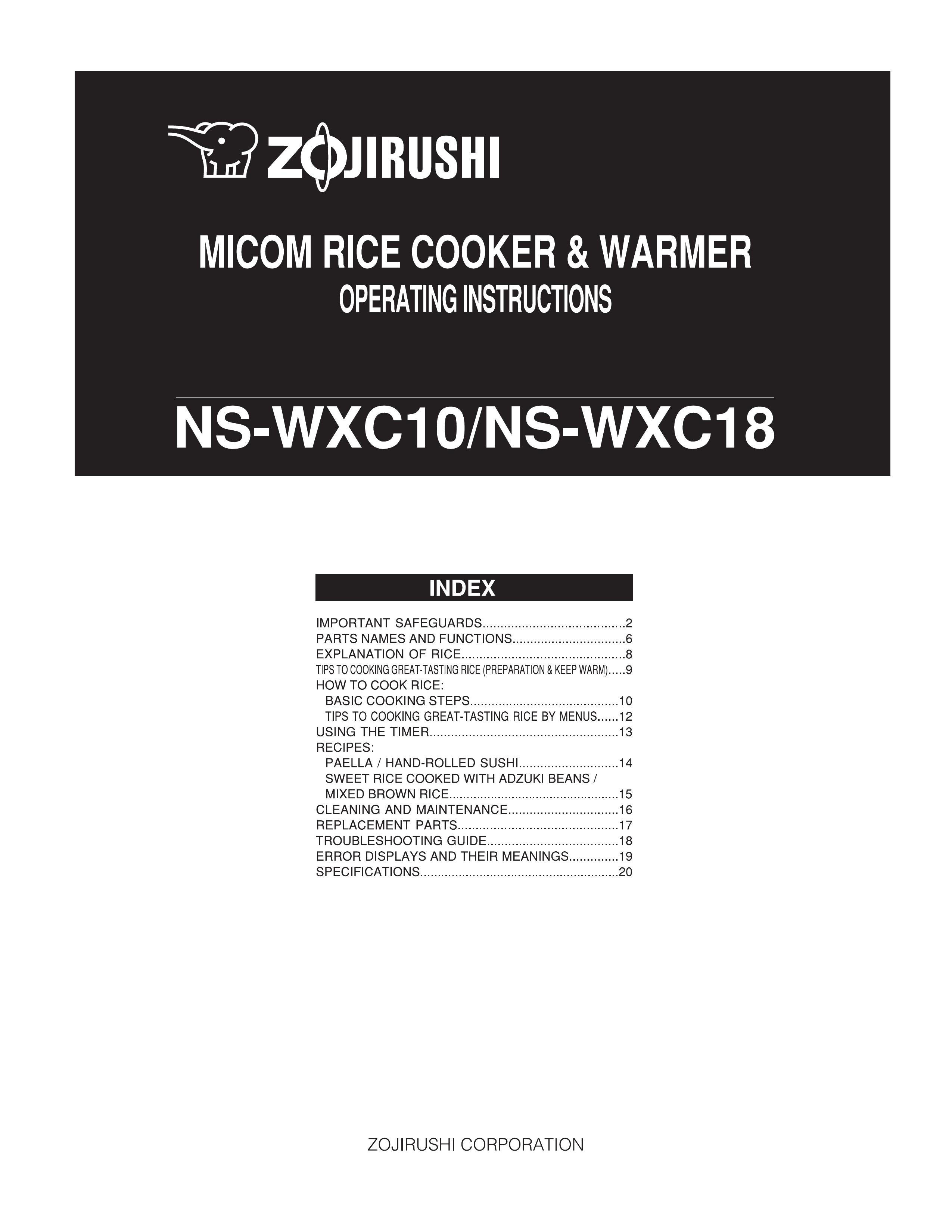 Zojirushi NS-WXC10 Rice Cooker User Manual