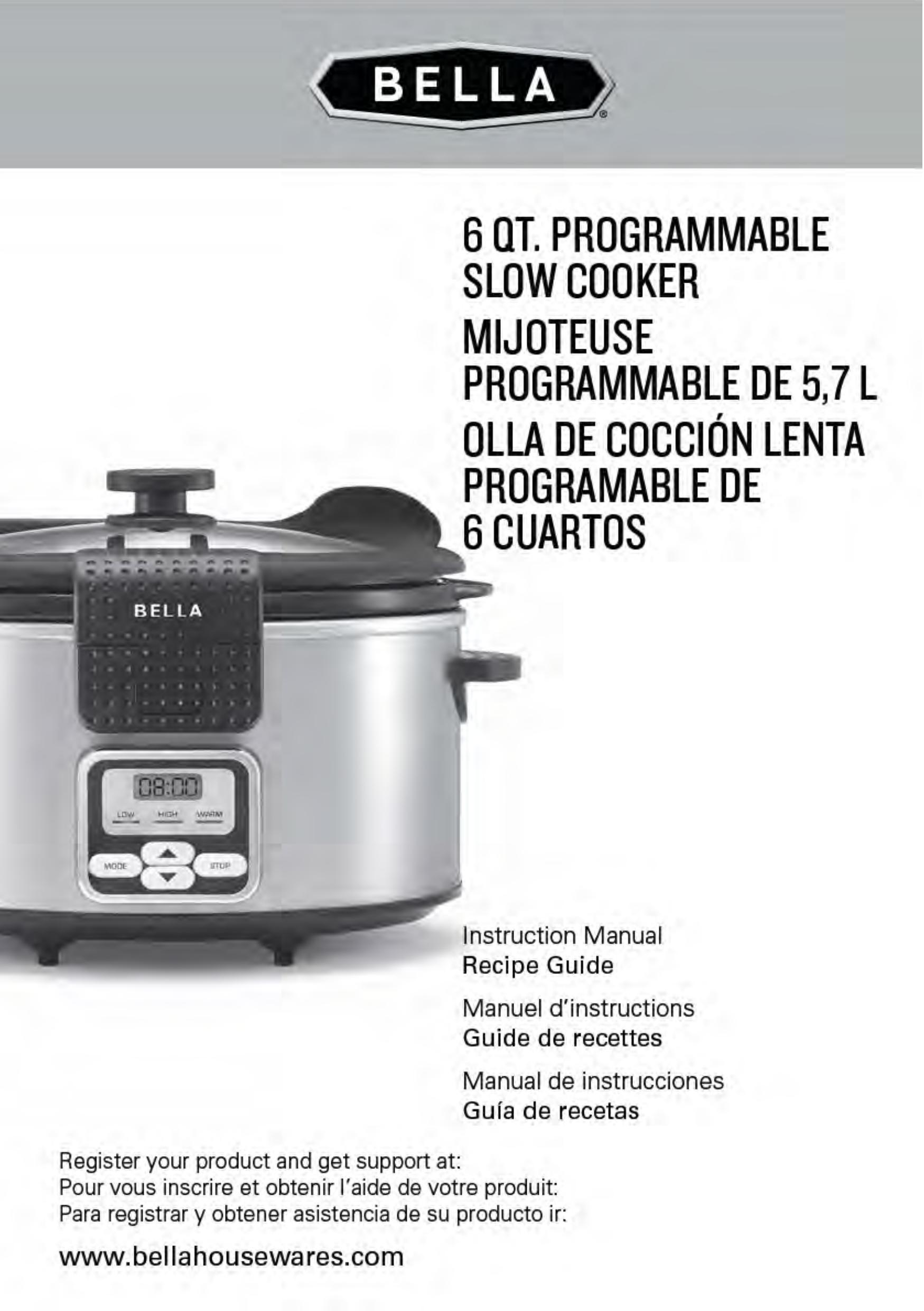 Bella Cucina BLA13722 Slow Cooker User Manual