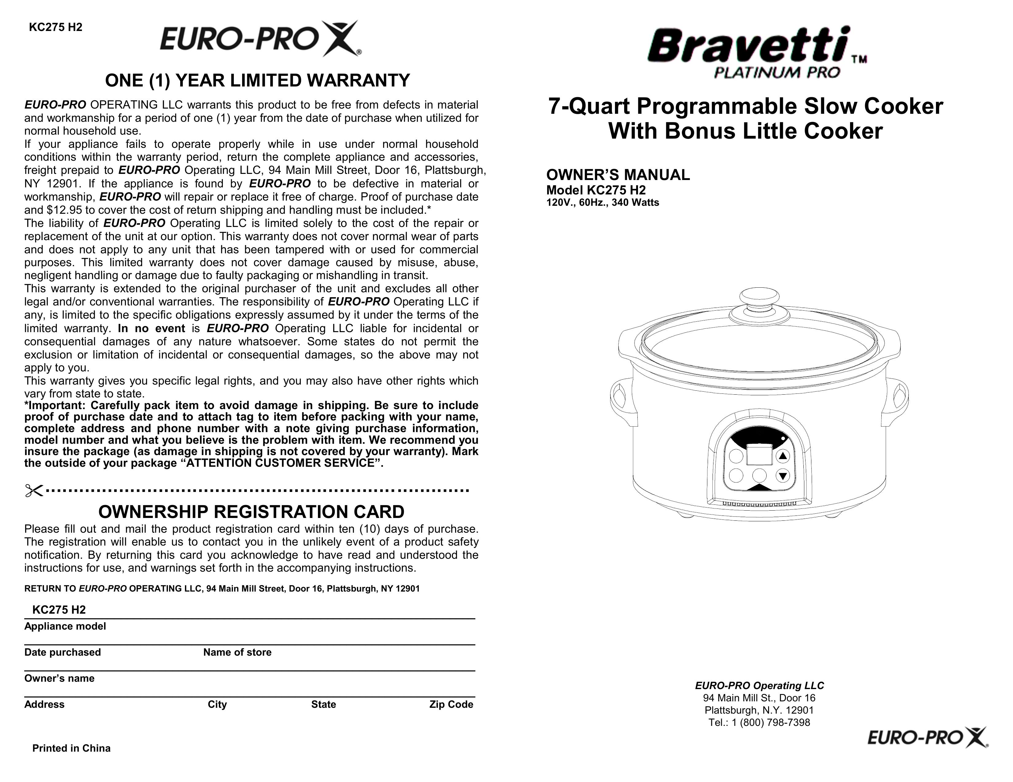 Bravetti KC275 H2 Slow Cooker User Manual