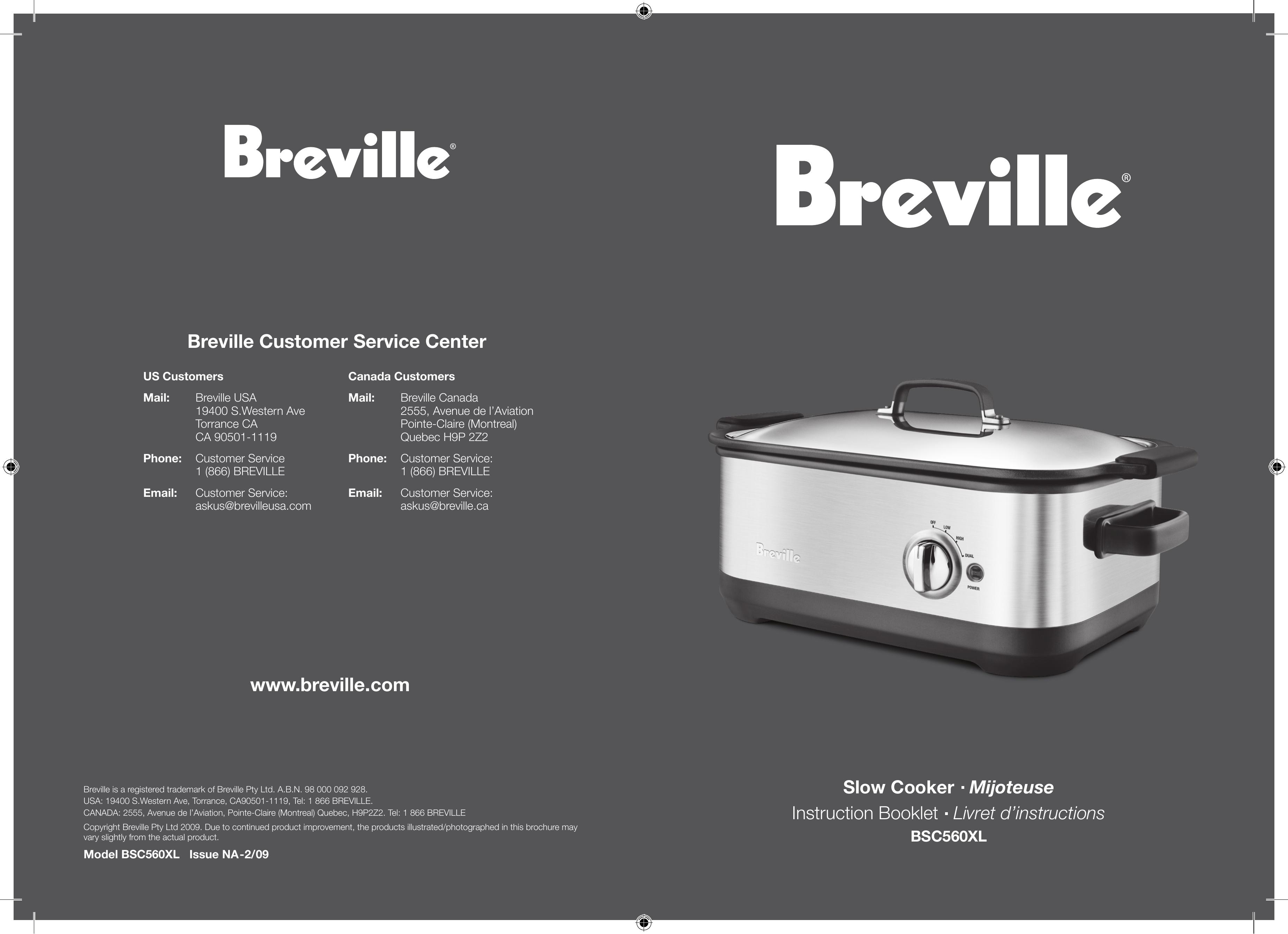 Breville BSC560XL Slow Cooker User Manual