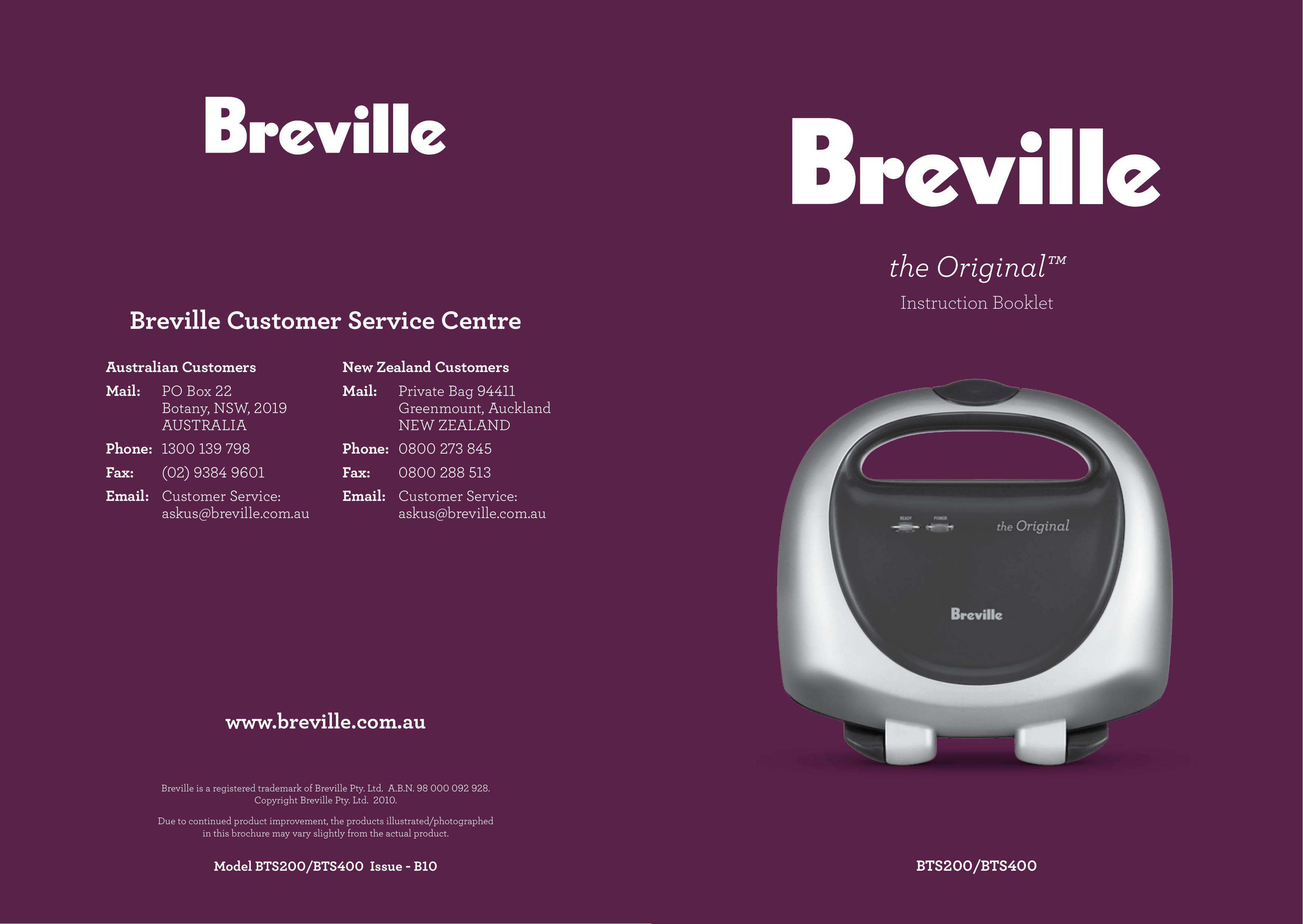 Breville BTS400 Slow Cooker User Manual