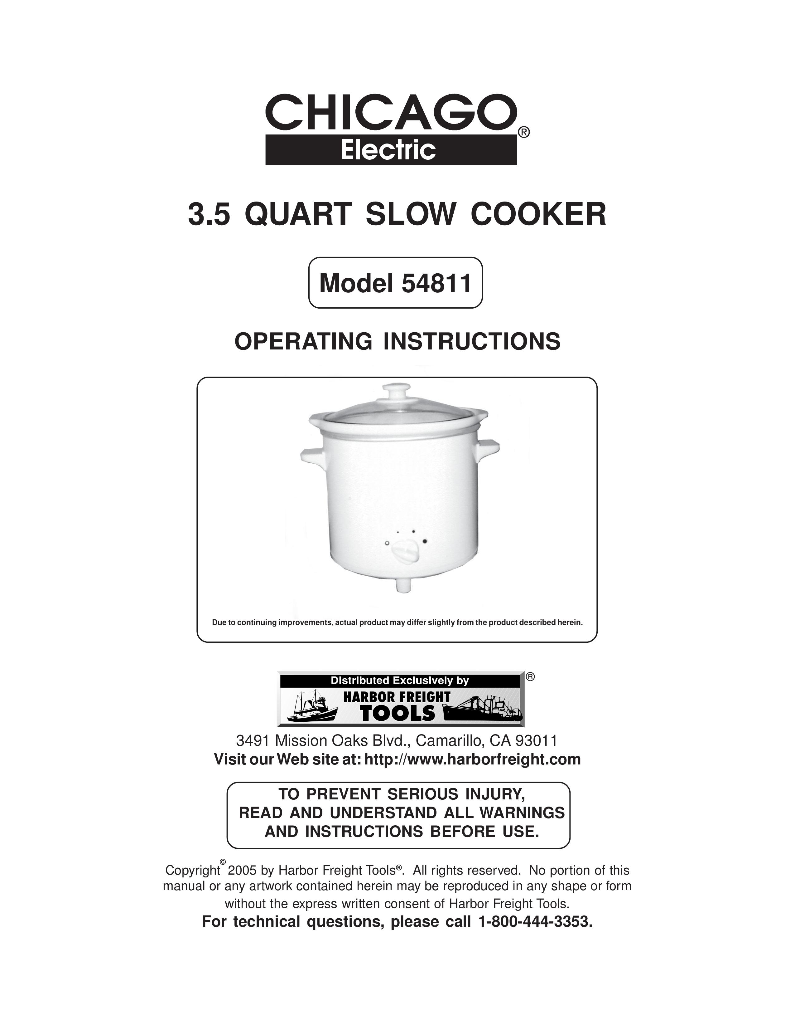 Chicago Electric 54811 Slow Cooker User Manual