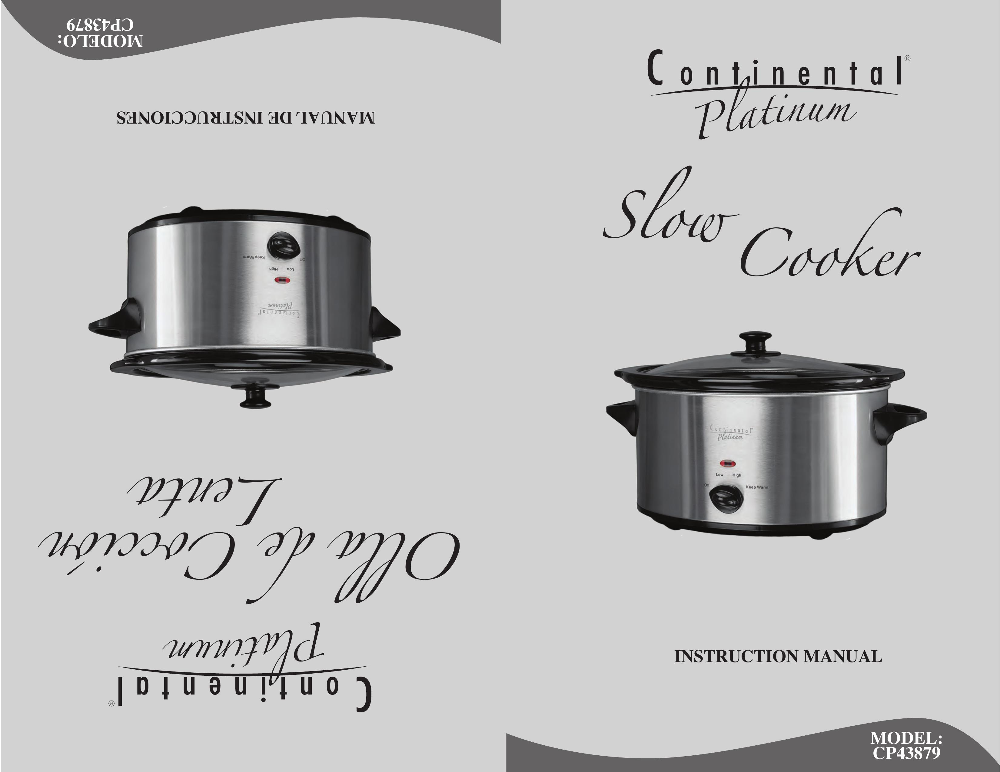 Continental Platinum CP43879 Slow Cooker User Manual