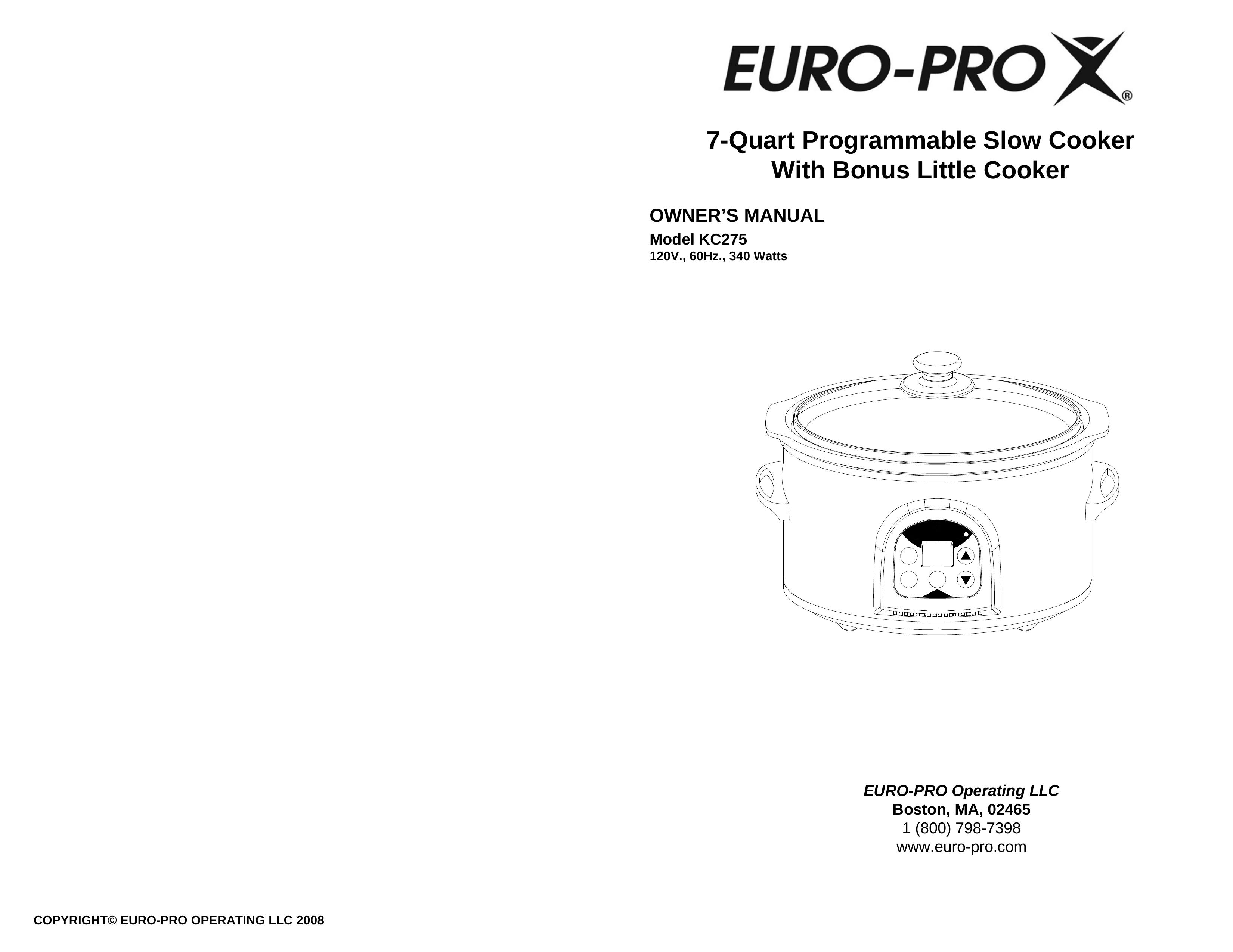 Euro-Pro KC275 Slow Cooker User Manual