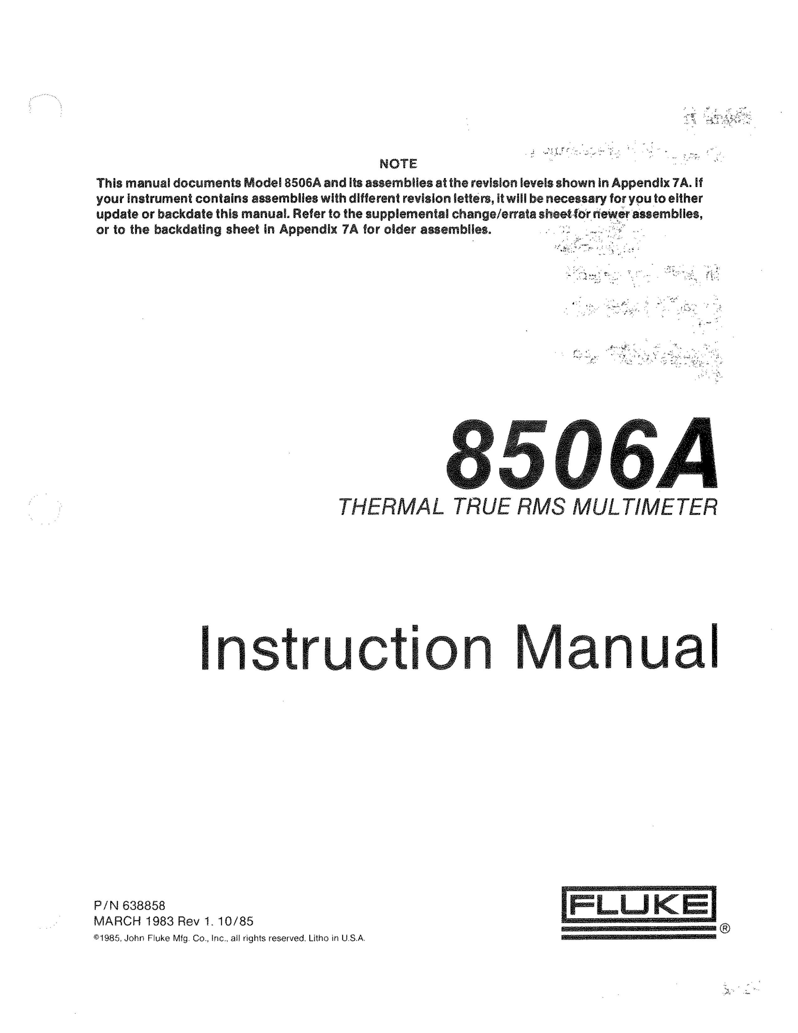Fluke 8506A Slow Cooker User Manual