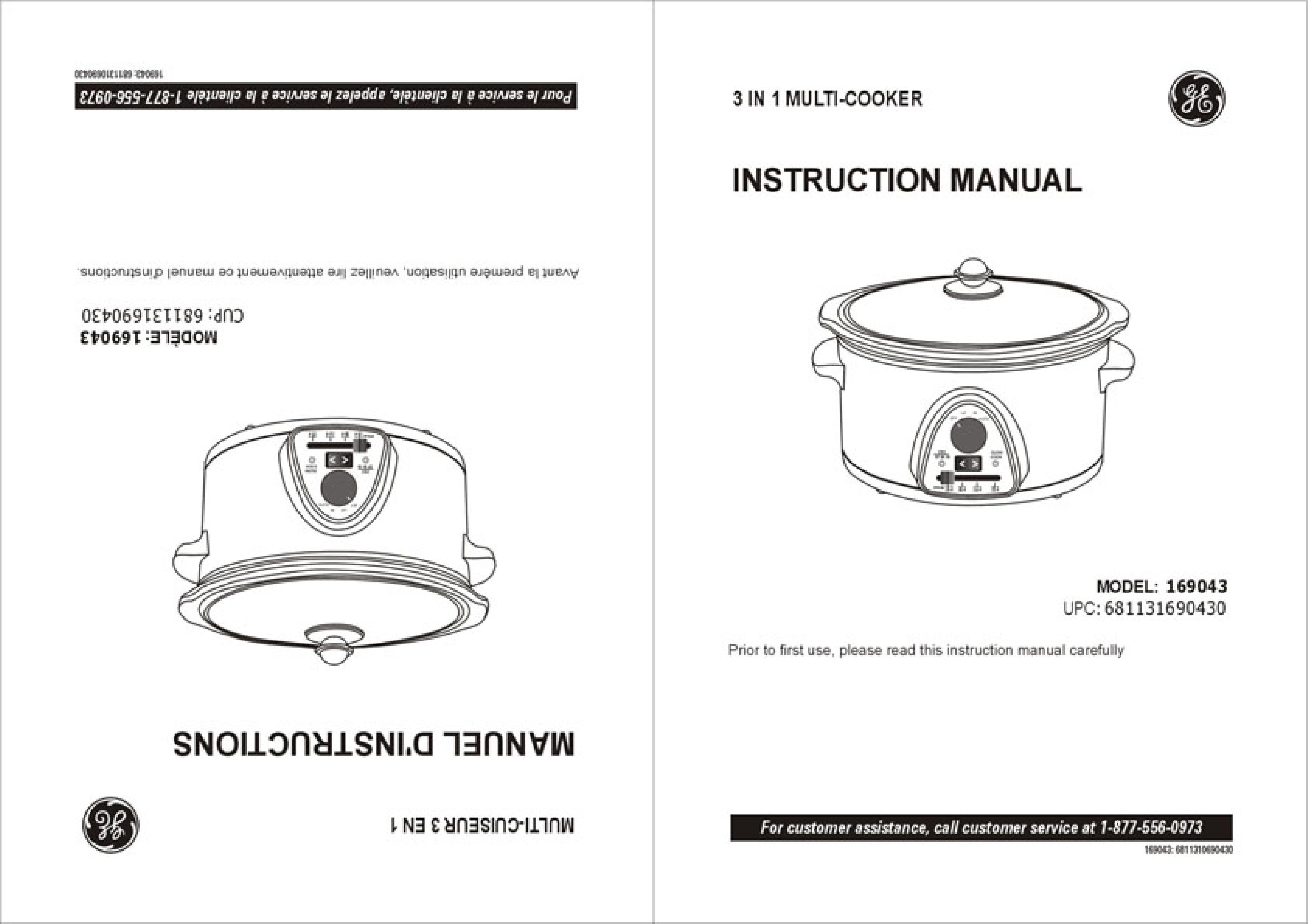 GE 169043 Slow Cooker User Manual