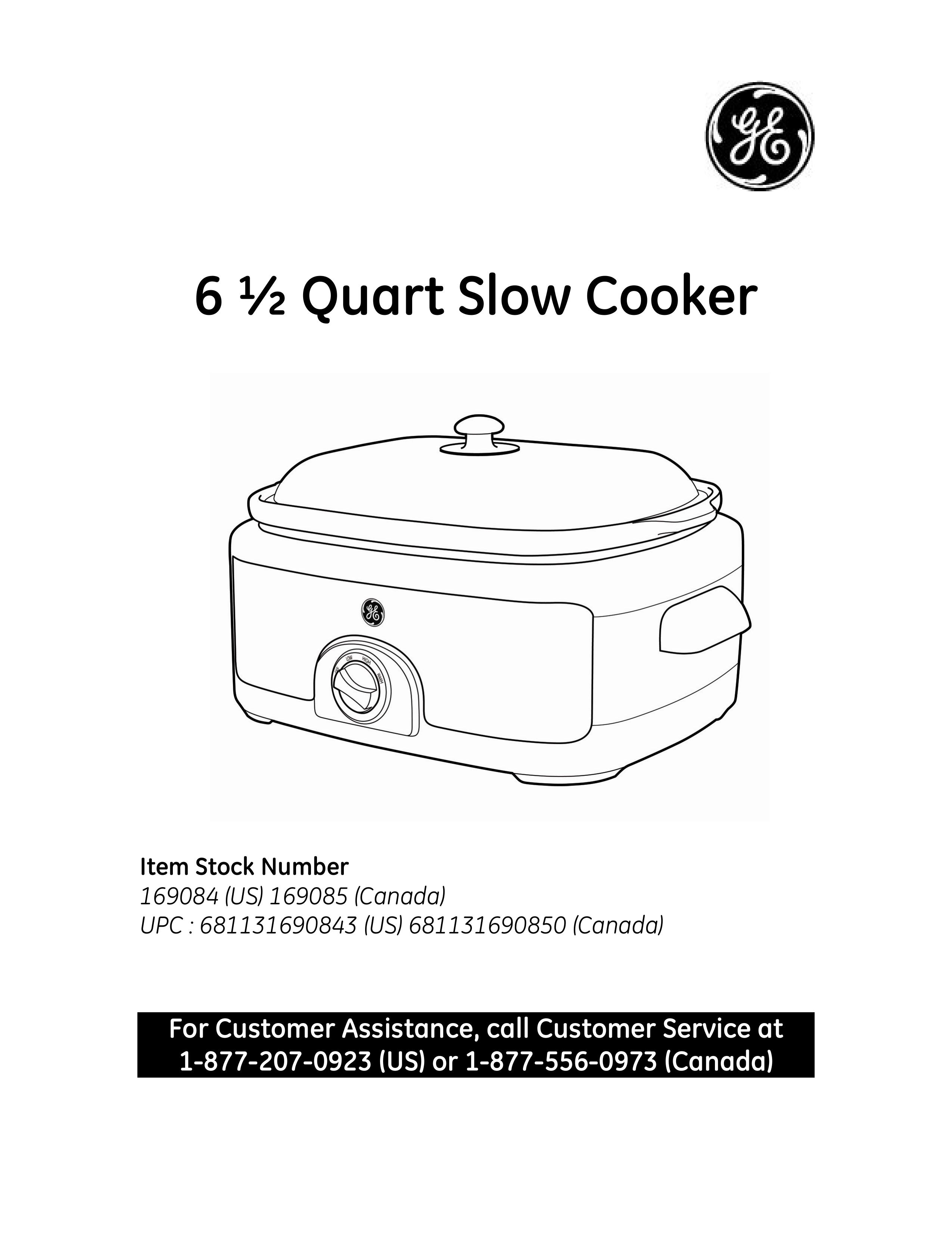 GE 169085 Slow Cooker User Manual