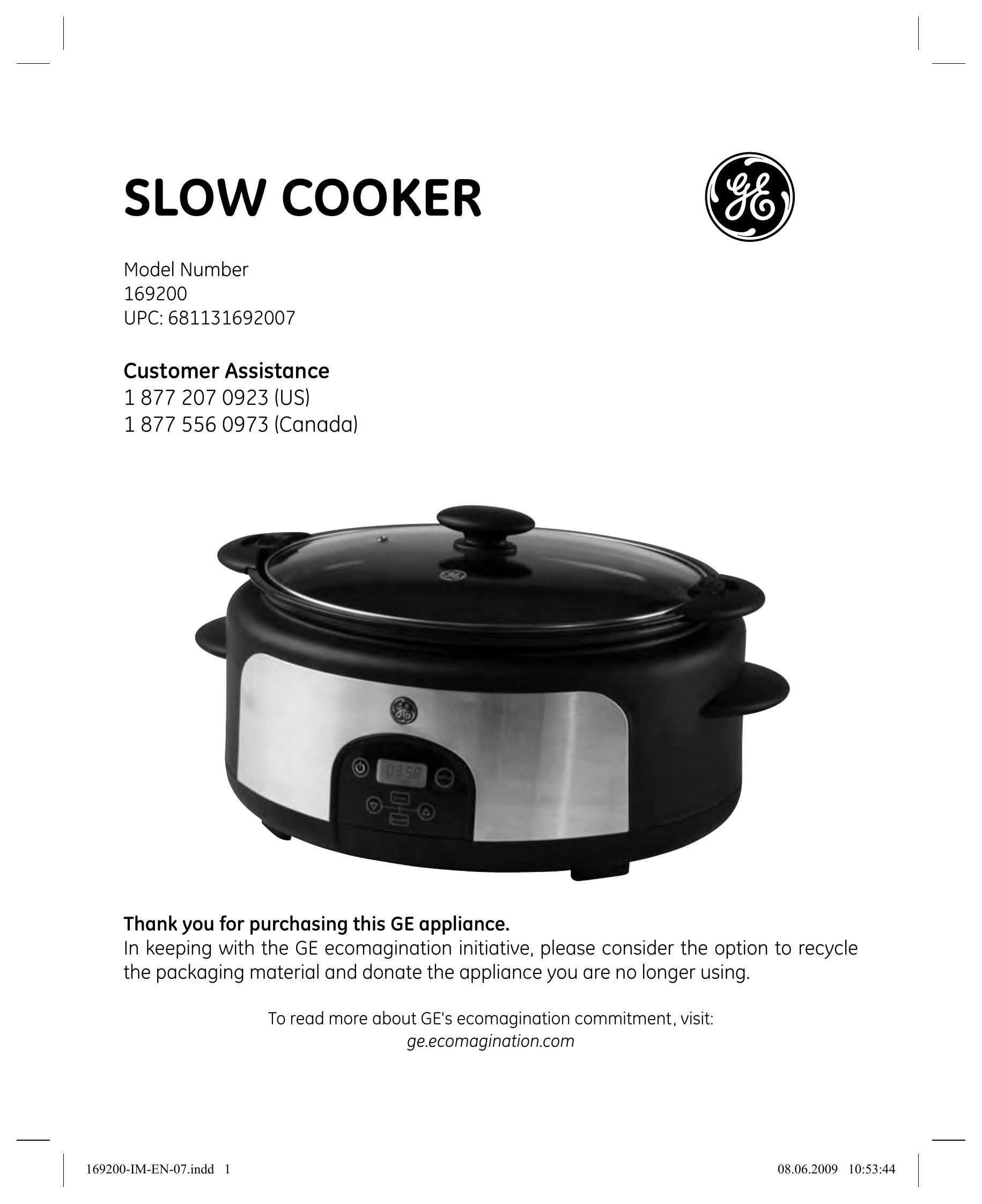 GE 681131692007 Slow Cooker User Manual