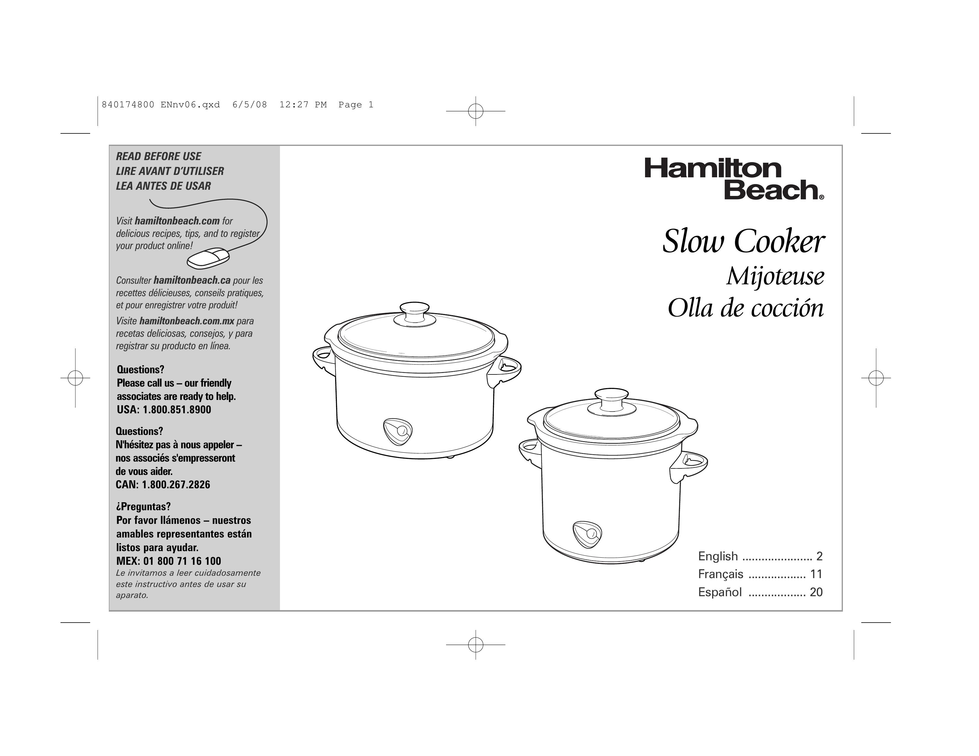 Hamilton Beach 33041 Slow Cooker User Manual