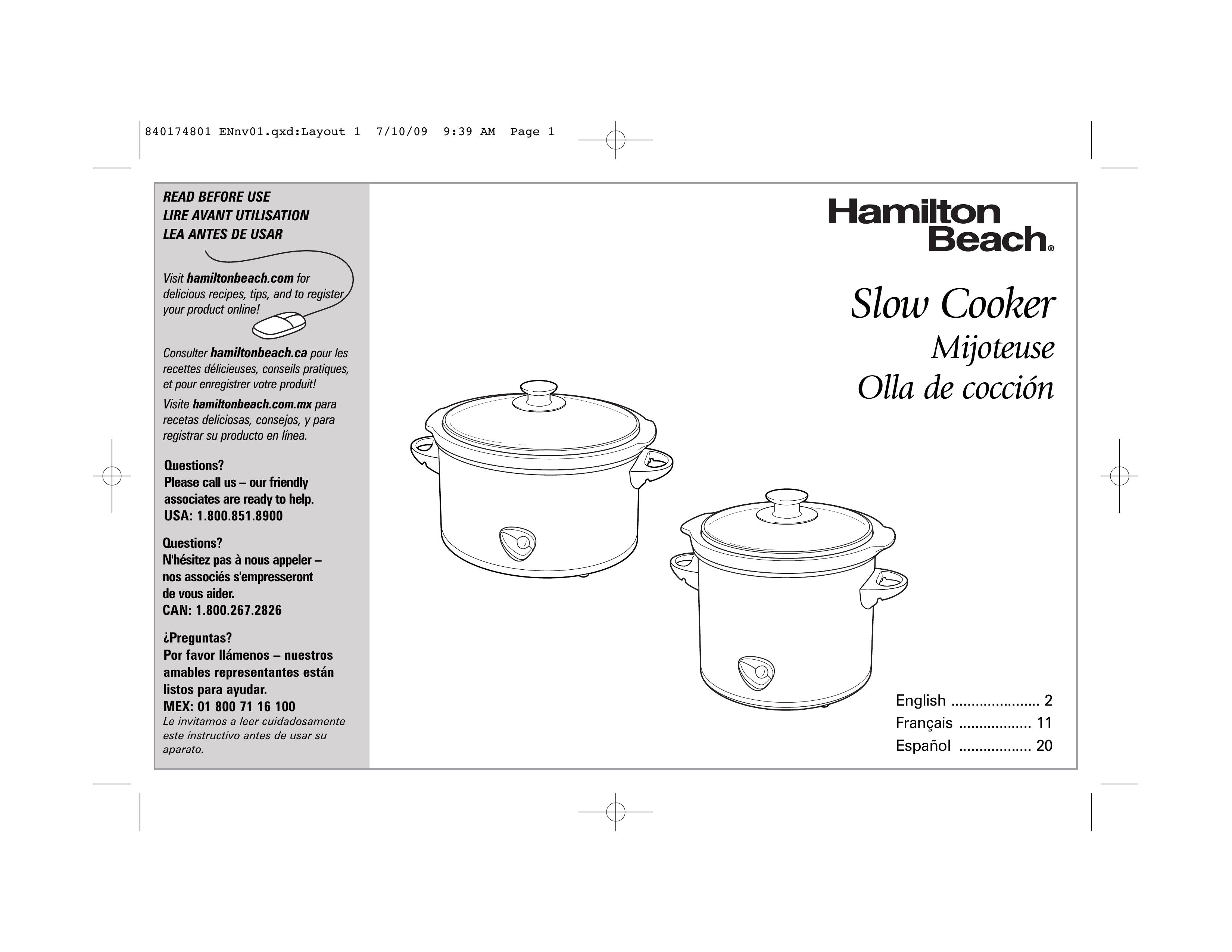 Hamilton Beach 33138 Slow Cooker User Manual