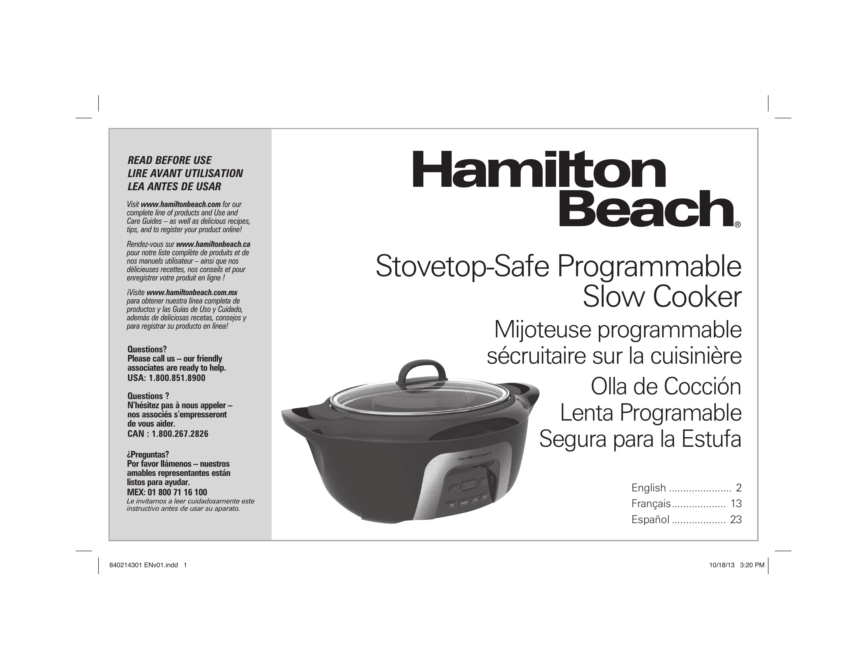 Hamilton Beach 33265 Slow Cooker User Manual