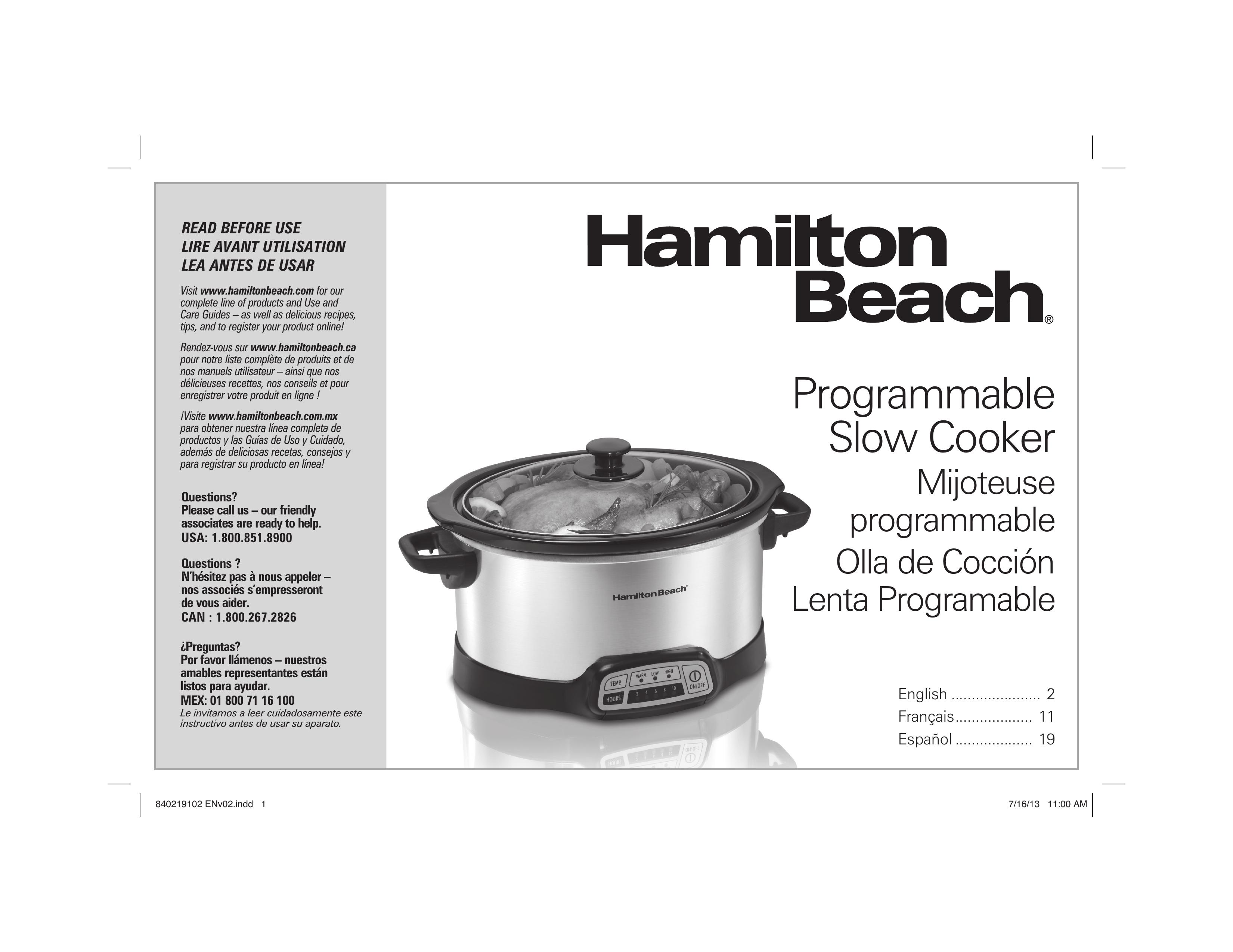 Hamilton Beach 33453 Slow Cooker User Manual