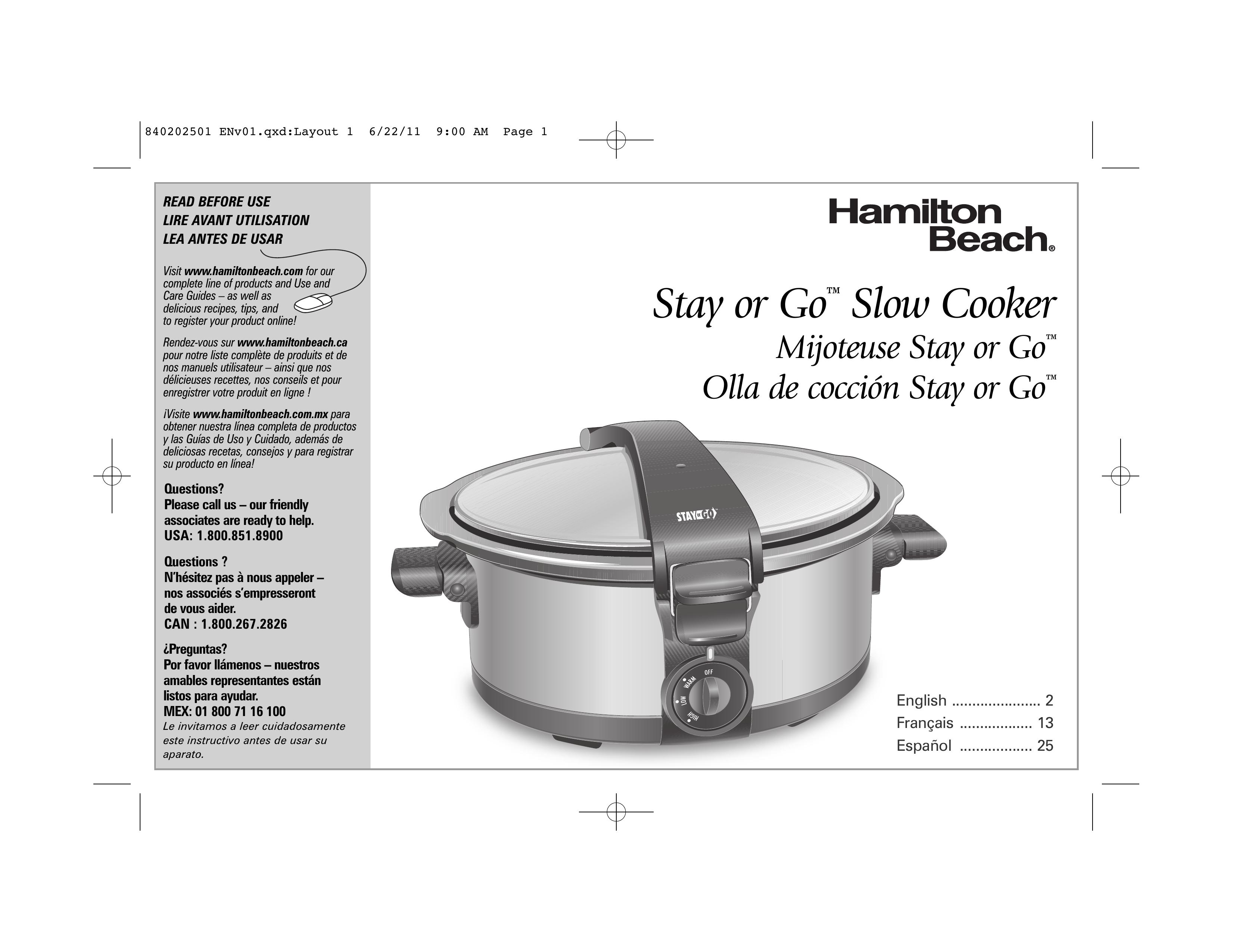 Hamilton Beach 33461 Slow Cooker User Manual