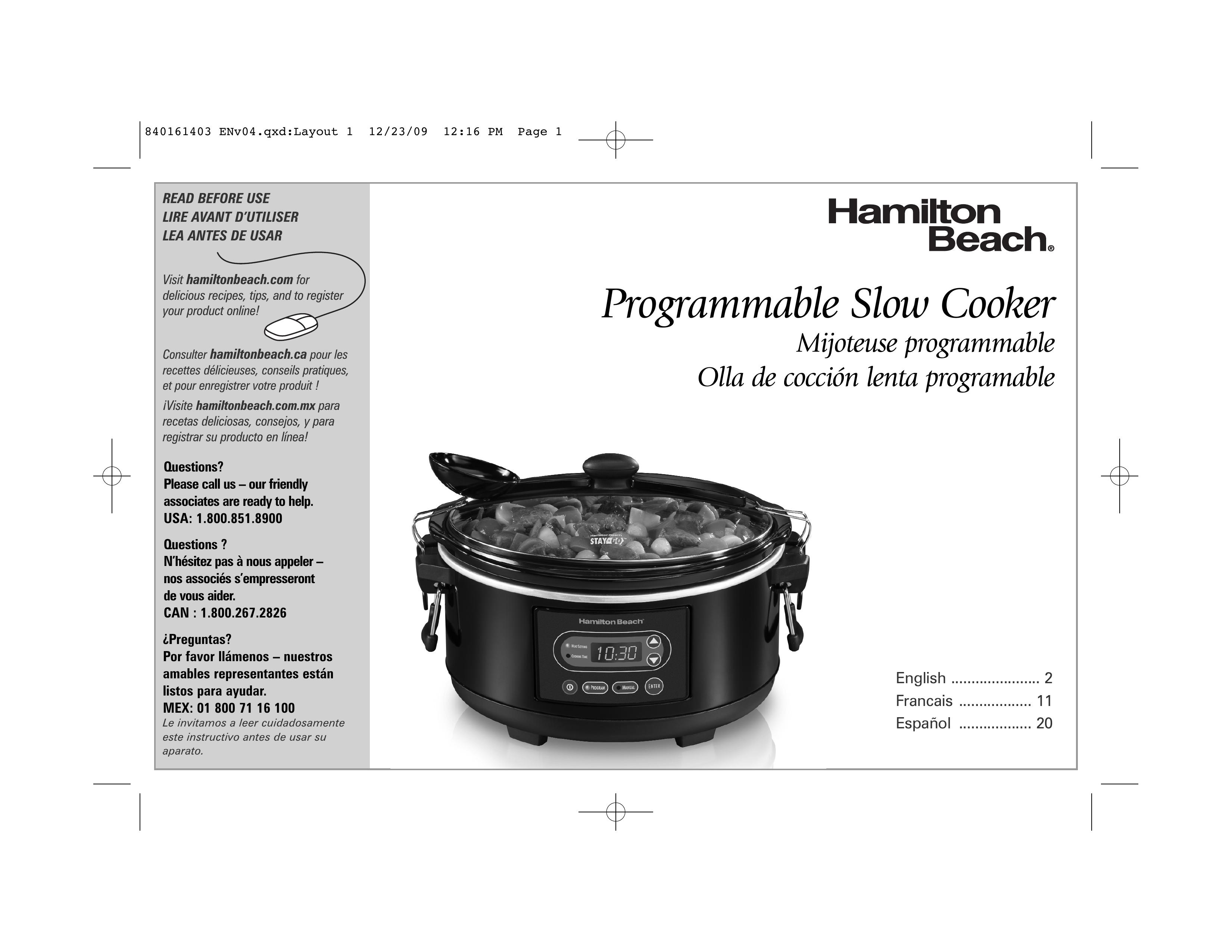 Hamilton Beach 33957 Slow Cooker User Manual
