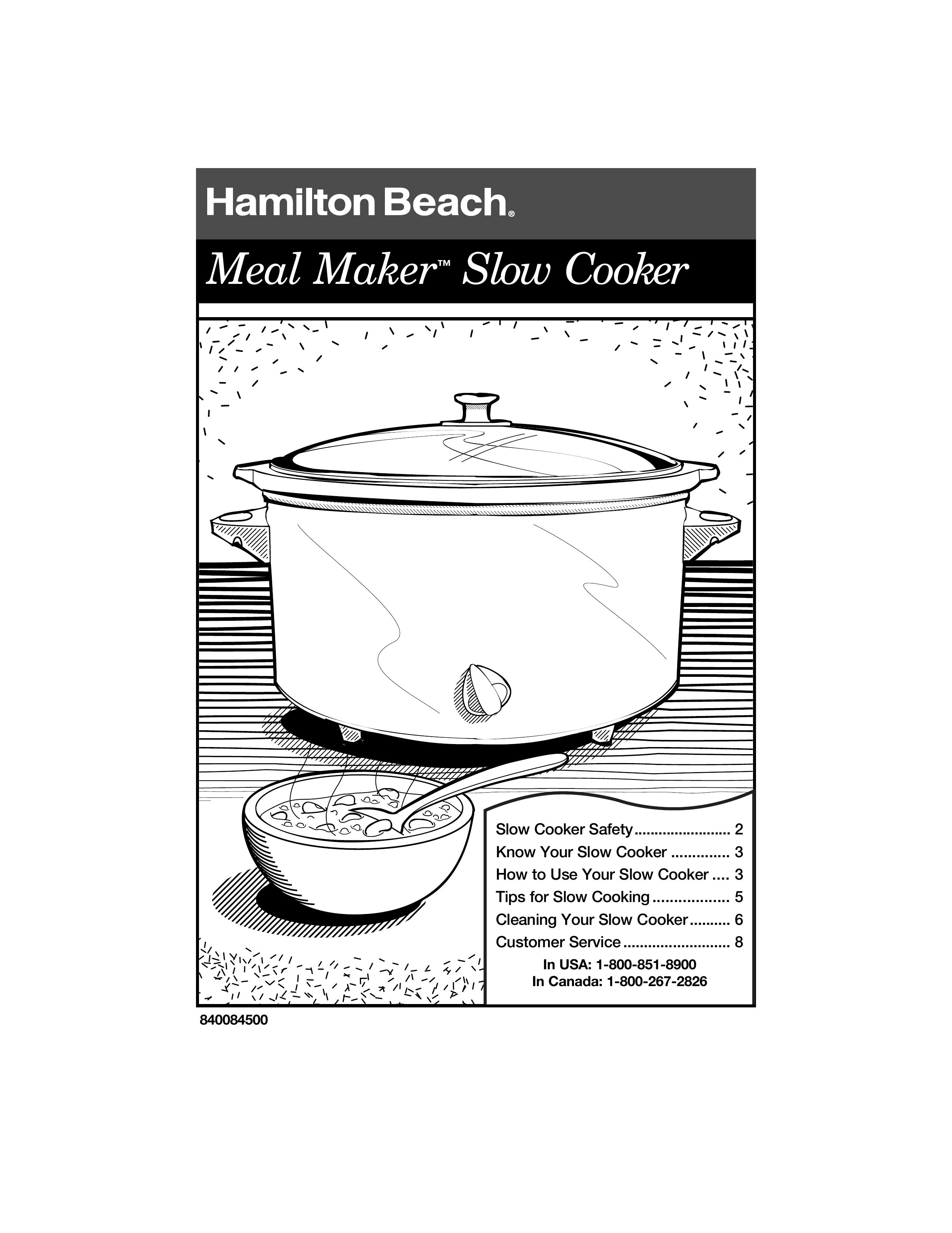 Hamilton Beach 840084500 Slow Cooker User Manual
