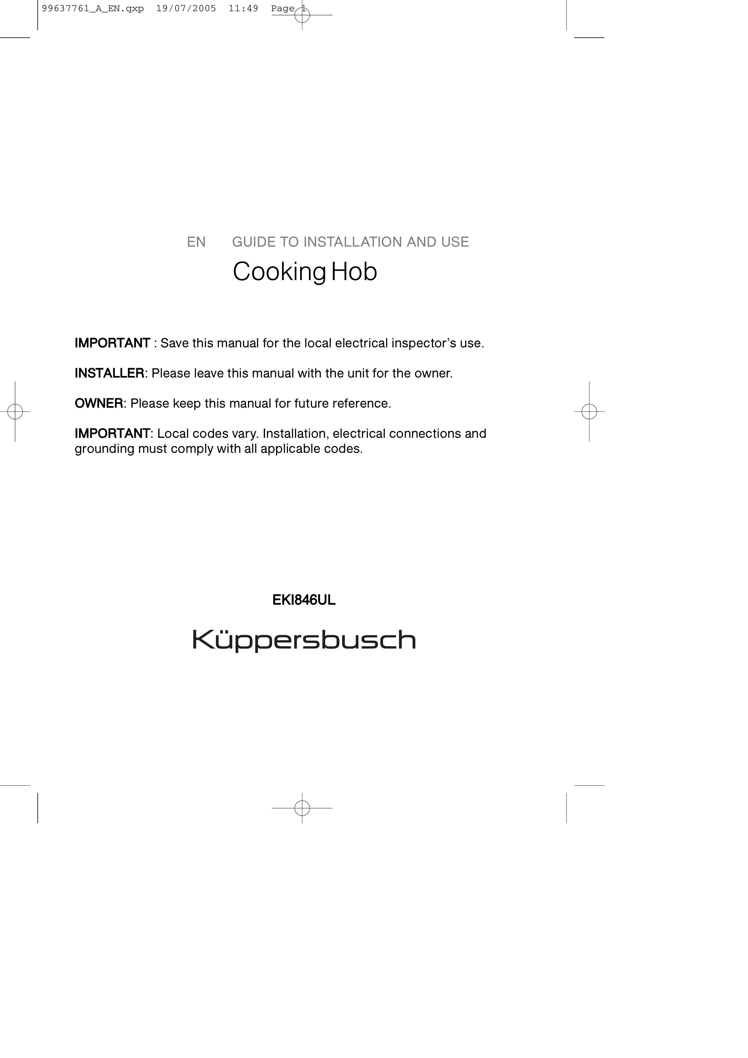 Kuppersbusch USA EKI846UL Slow Cooker User Manual