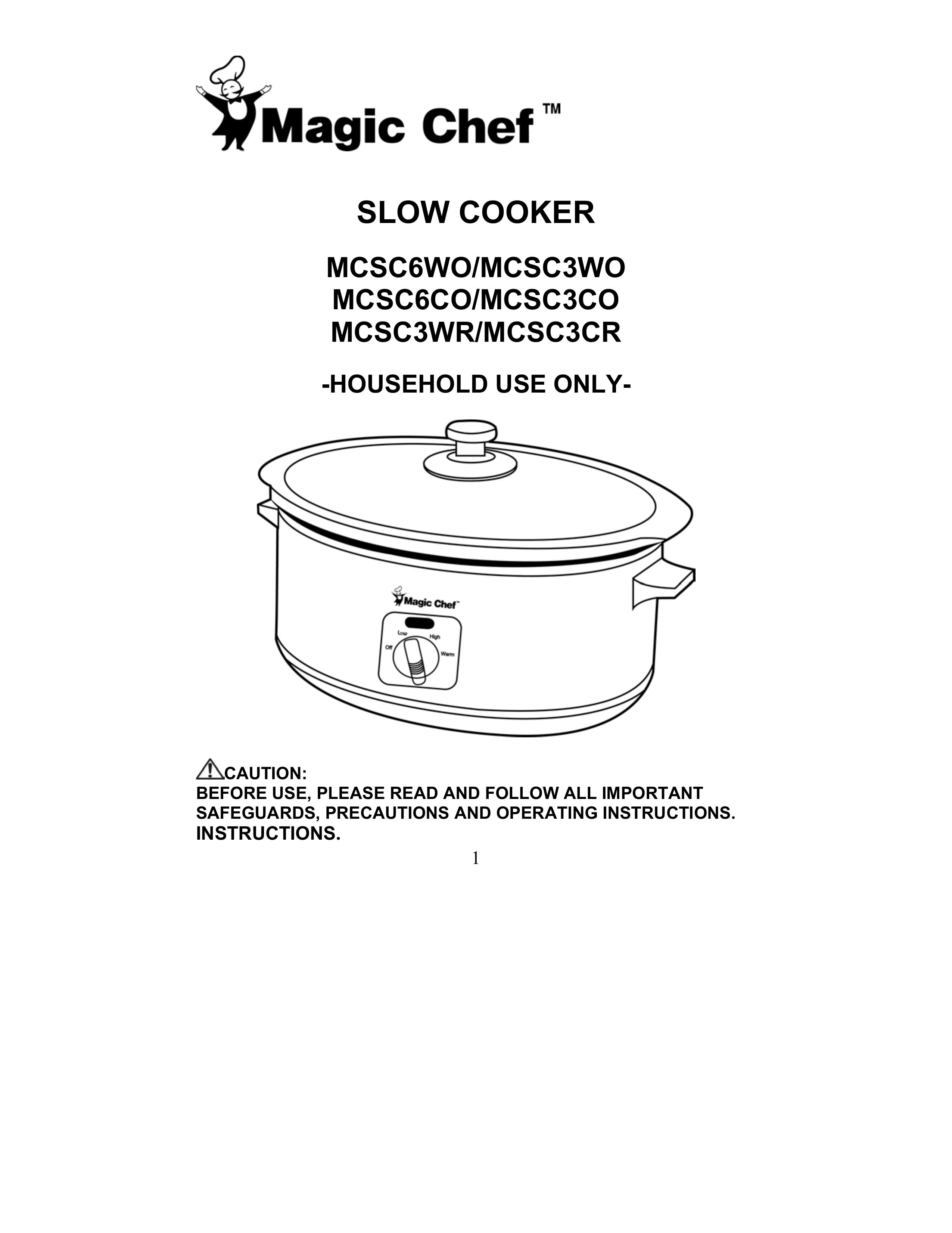 Magic Chef MCSC3CRs Slow Cooker User Manual