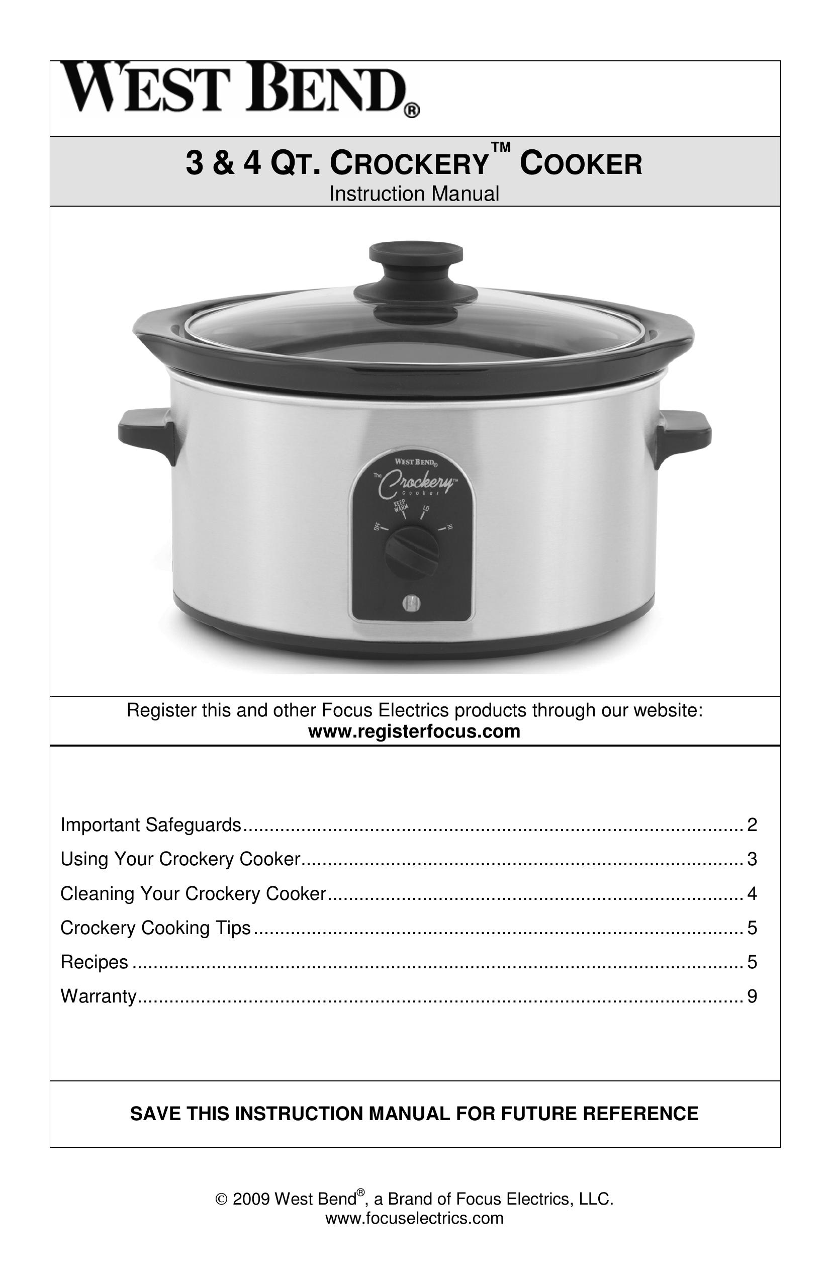 West Bend L5661A Slow Cooker User Manual