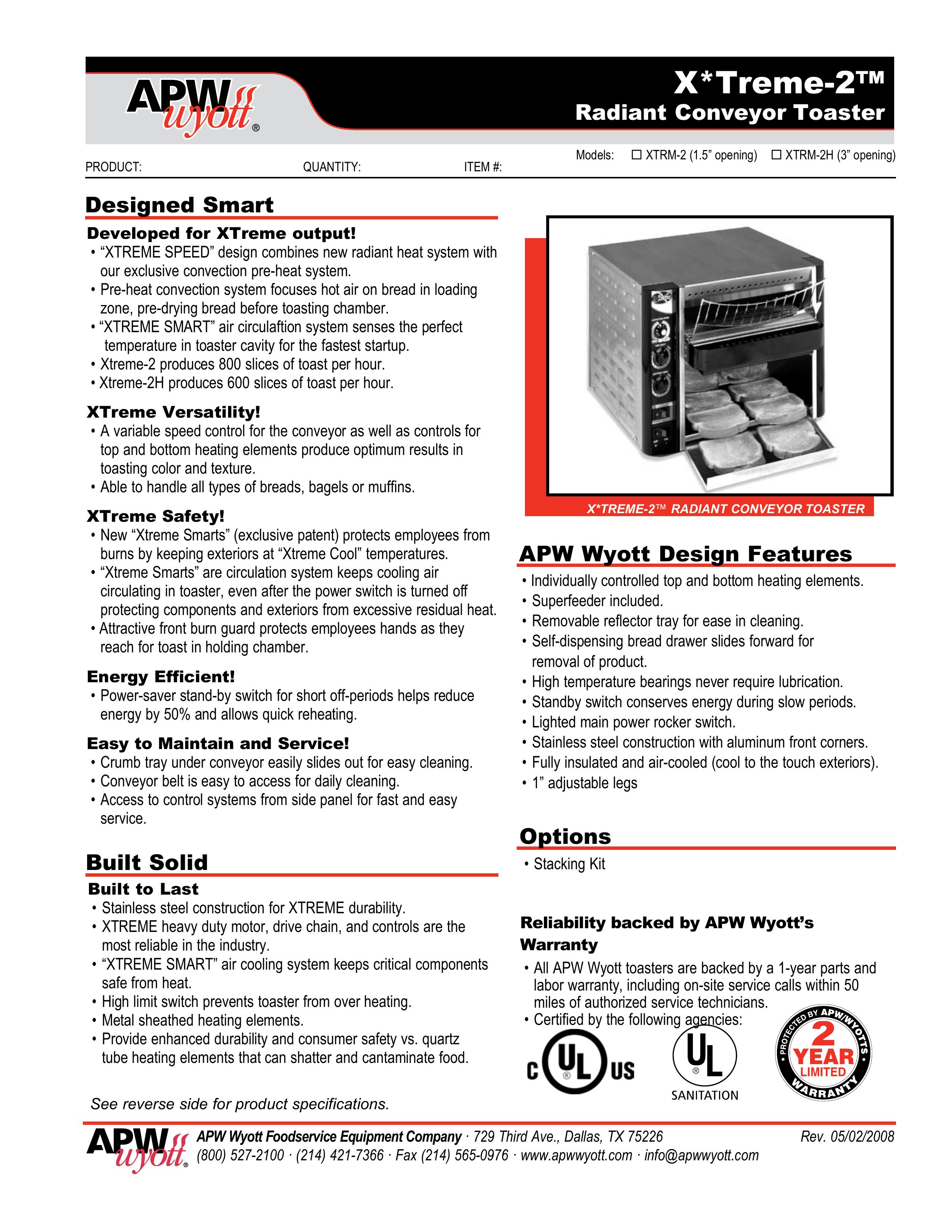 APW Wyott X*Treme-2 Toaster User Manual