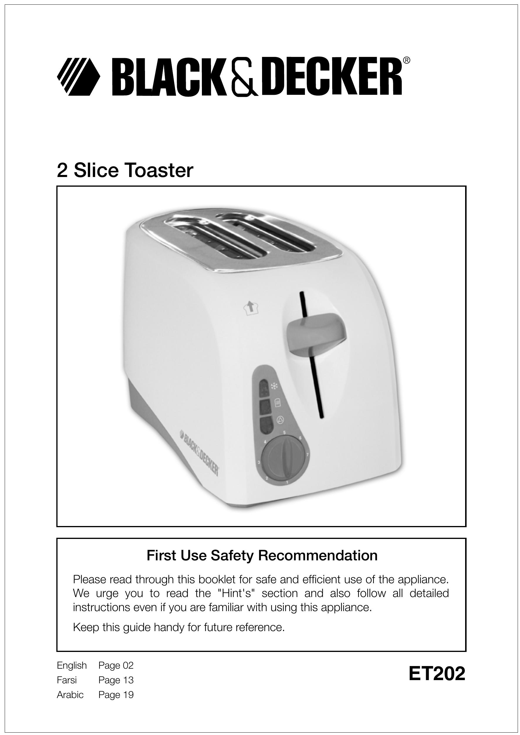 Black & Decker ET202 Toaster User Manual