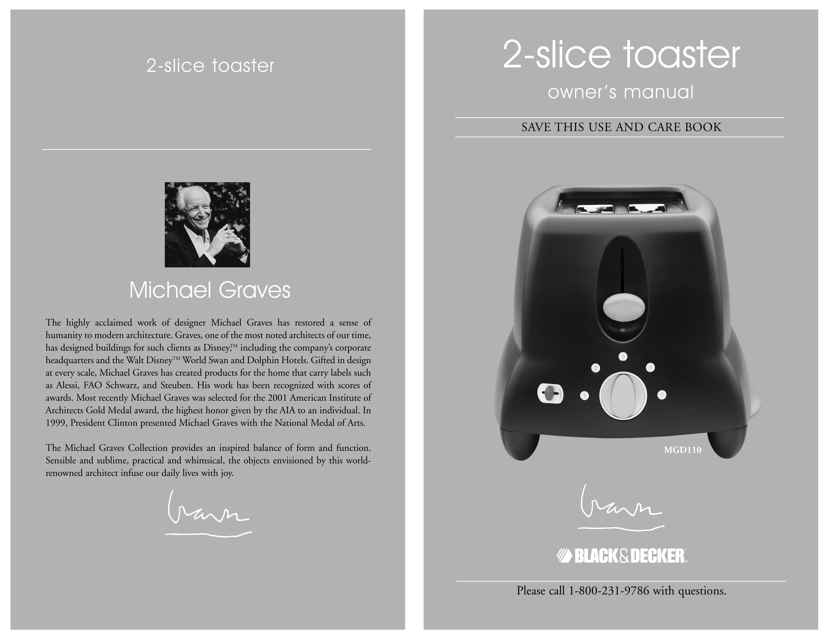 Black & Decker MGD110 Toaster User Manual