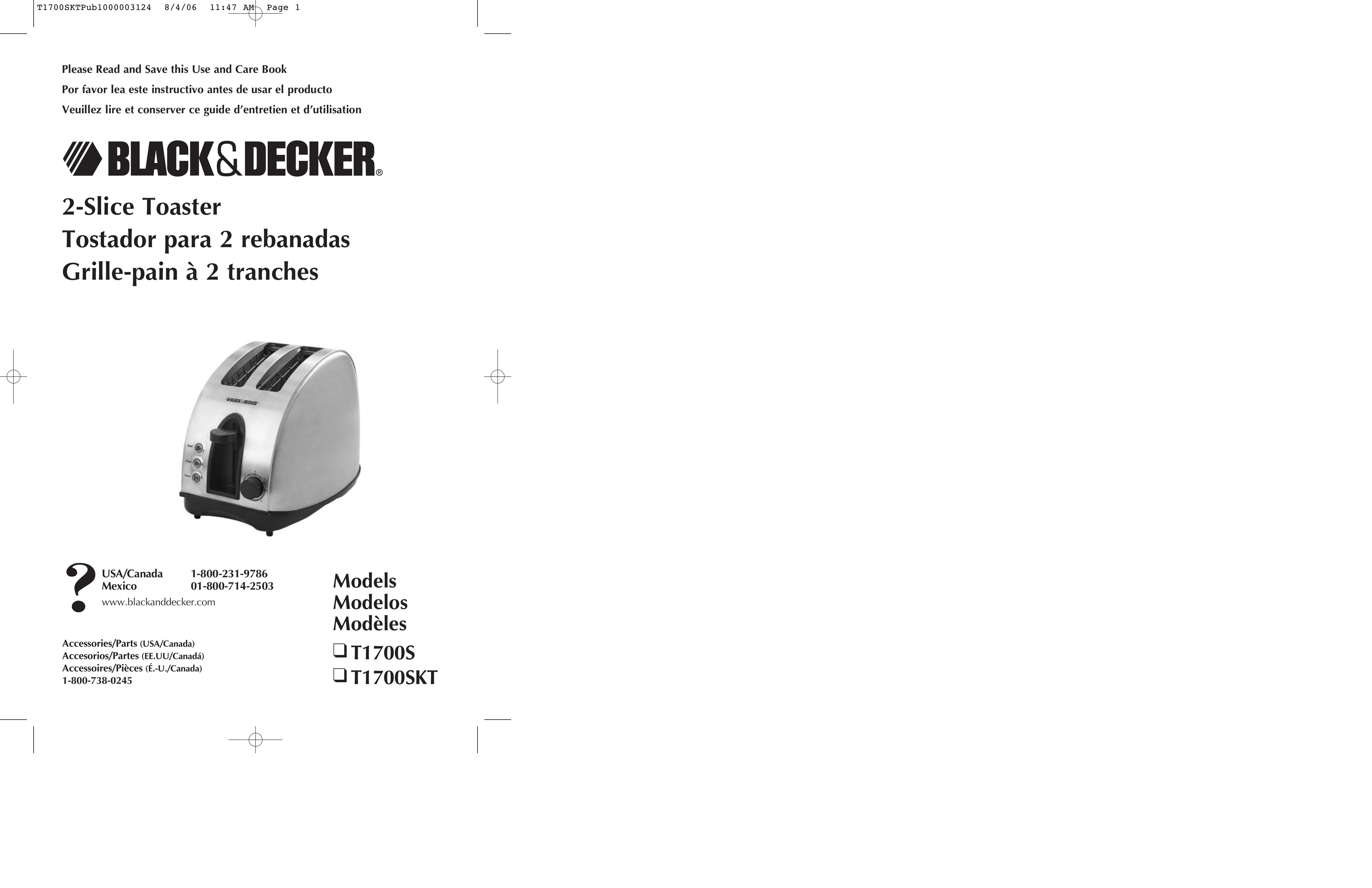 Black & Decker T1700S Toaster User Manual