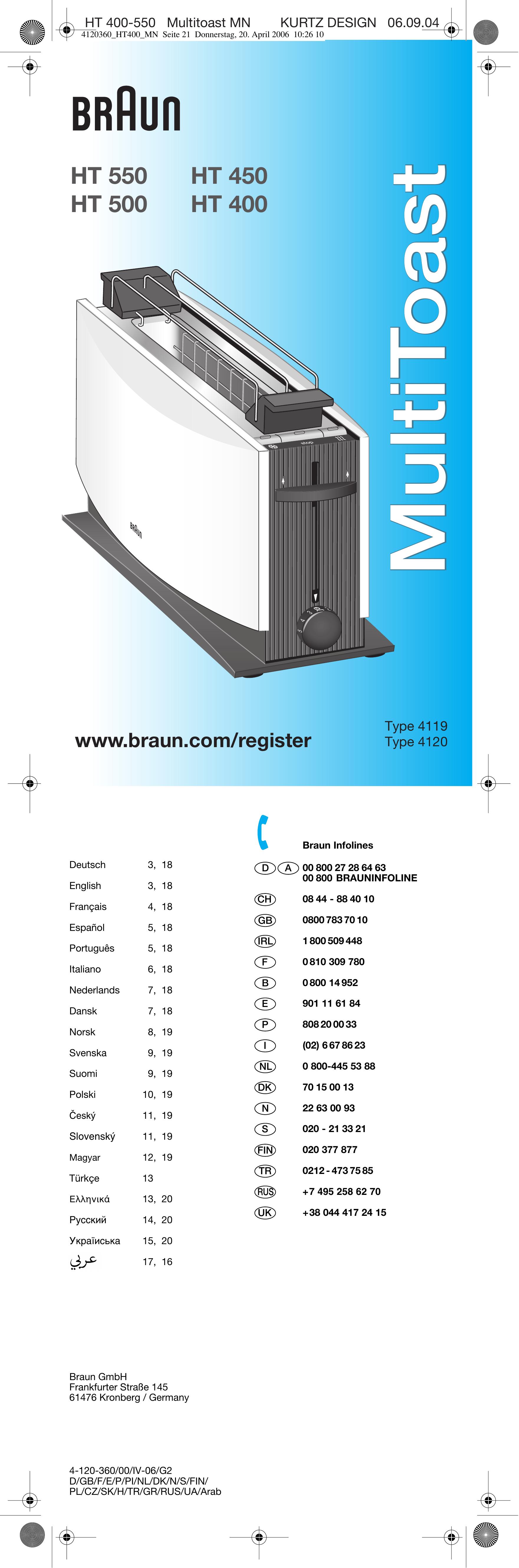 Braun 4119 Toaster User Manual