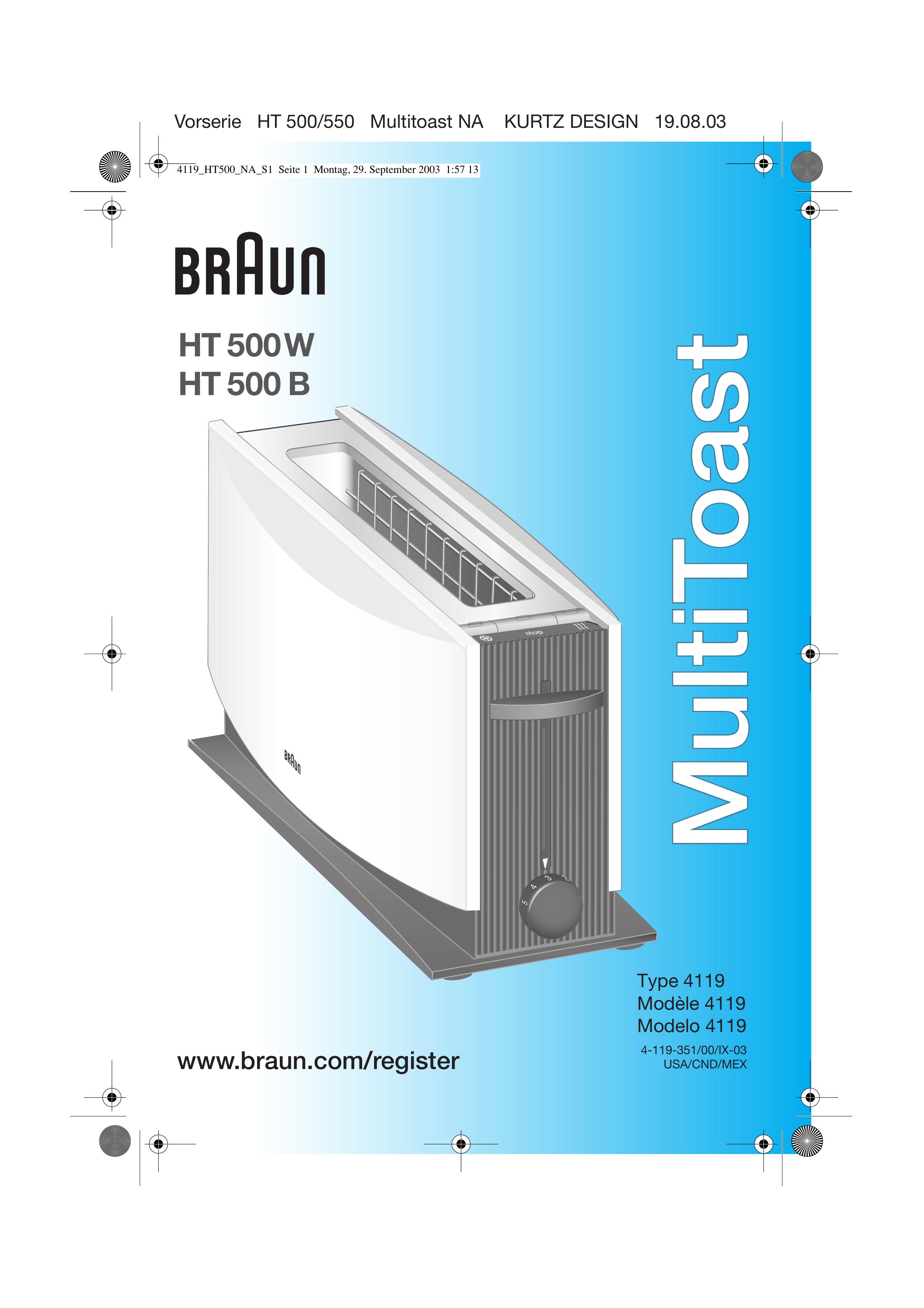 Braun HT 500W Toaster User Manual