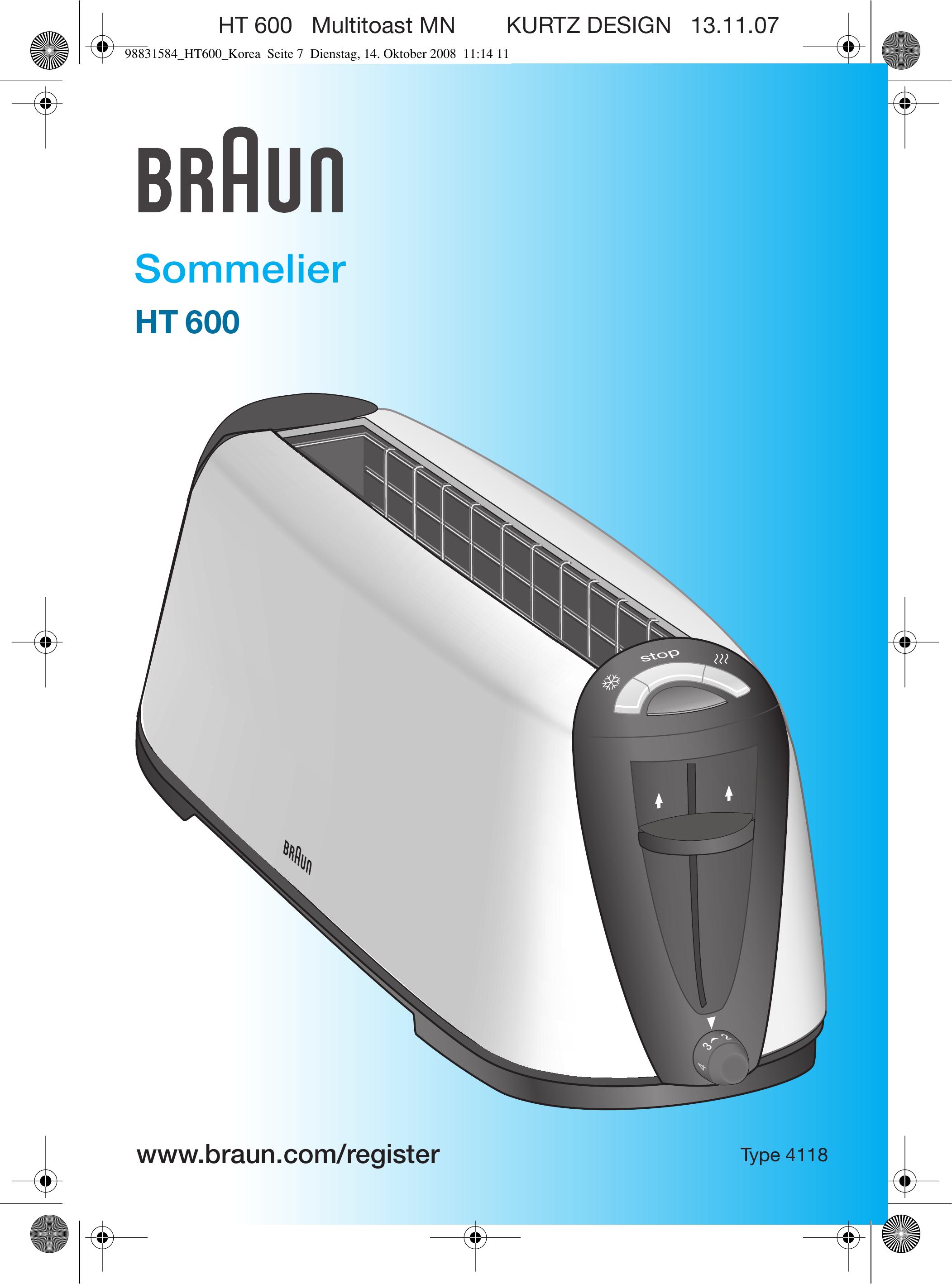 Braun HT 600 Toaster User Manual