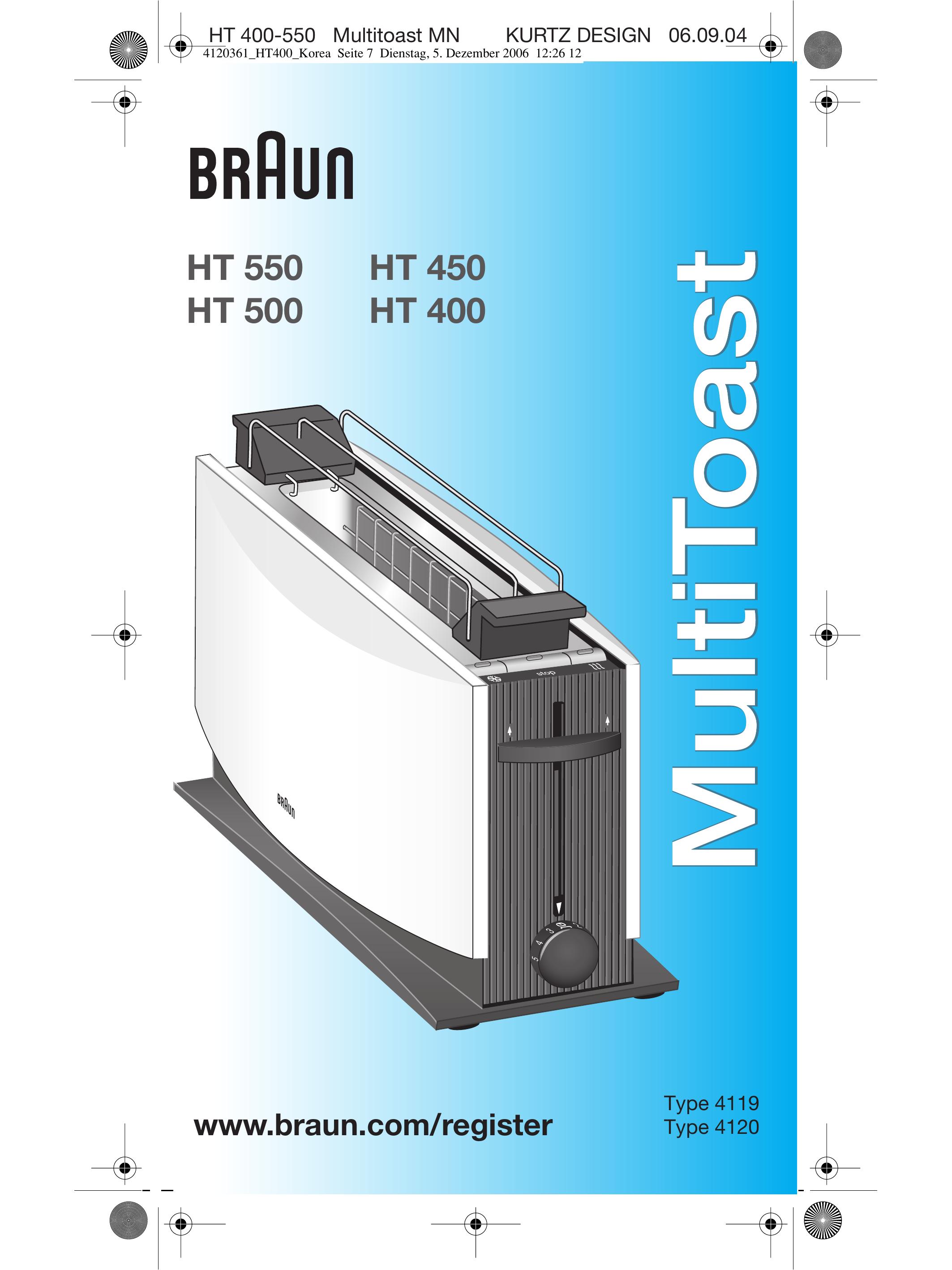 Braun HT450 Toaster User Manual