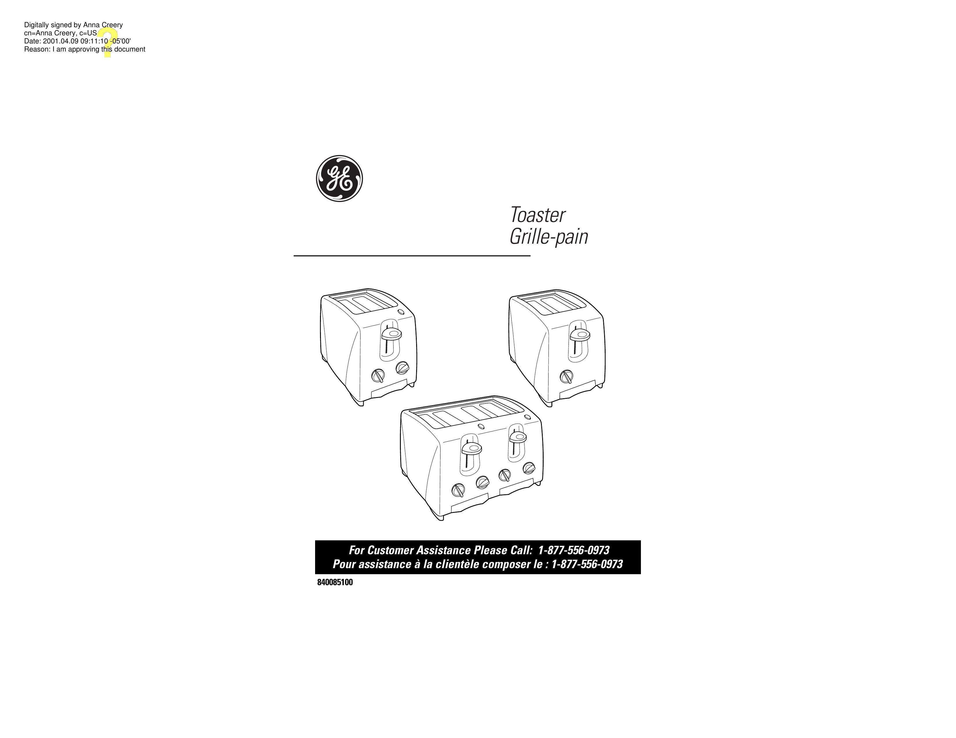 GE 106700 Toaster User Manual